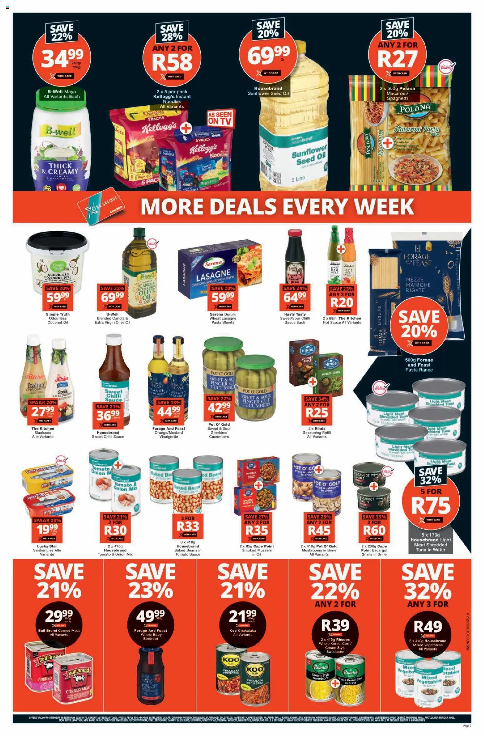 New Checkers catalogue – valid from 16.02.2026 | Page: 7 | Products: Corned meat, Seasoning, Dressing, Salad