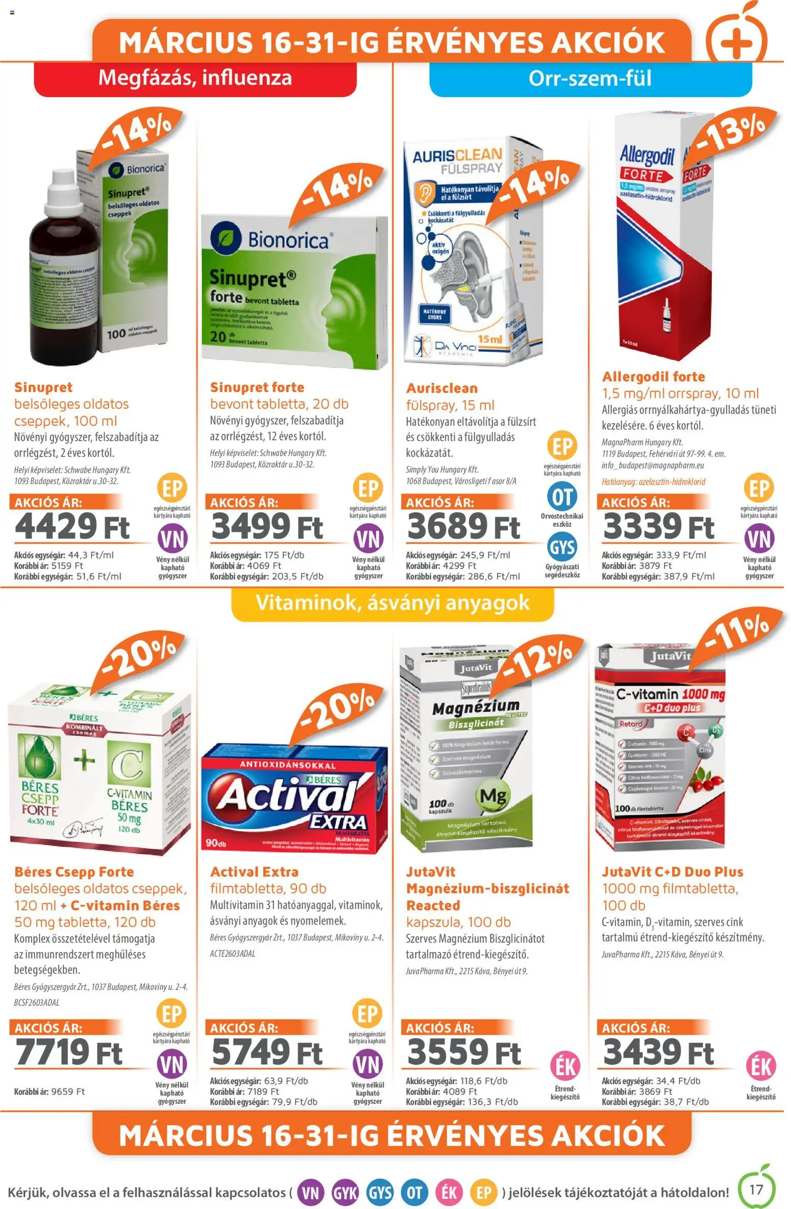 Alma Gyógyszertárak akciós ujság - amely érvényes a következő dátumtól: 01.03.2026 | Oldal: 17 | Termékek: Béres csepp, Multivitamin