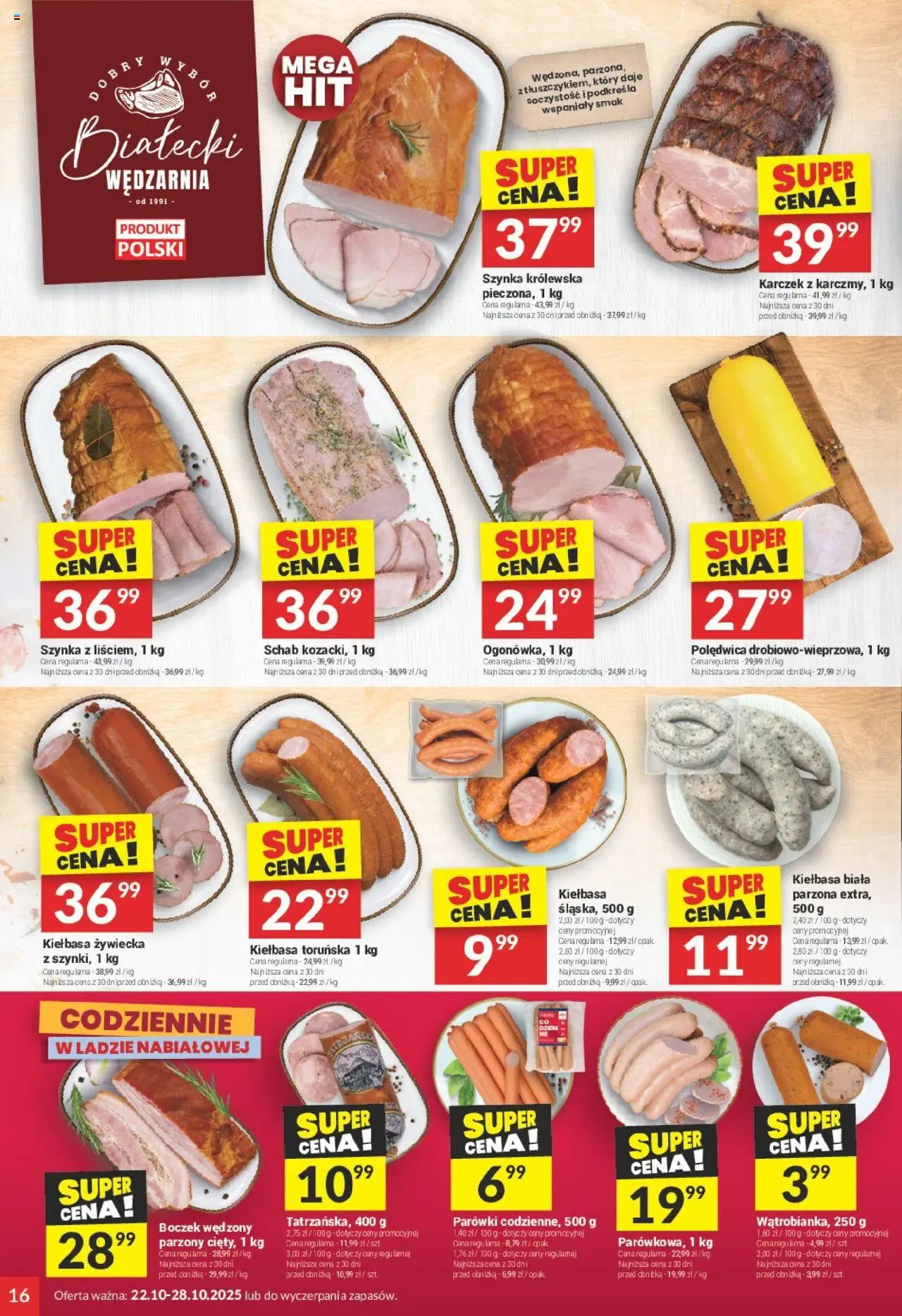 Twój Market Gazetka od 22.10.2025 | Strona: 16 | Produkty: Schab, Parówki, Szynka, Boczek