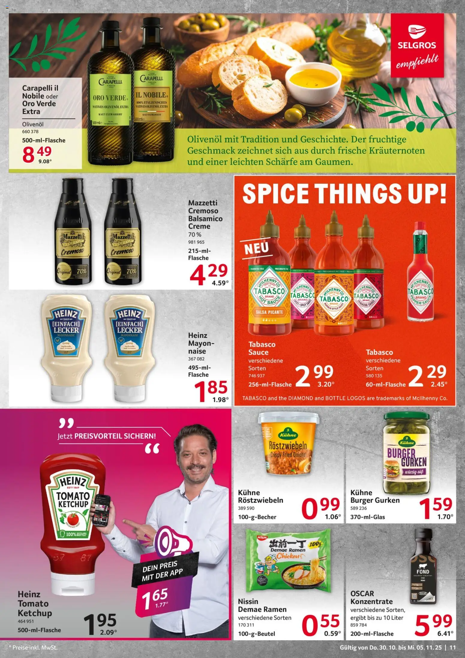 Selgros Prospekt 	 – gültig ab 30.10.2025 | Seite: 11 | Produkte: Creme, Mayonnaise, Ketchup, Gurken