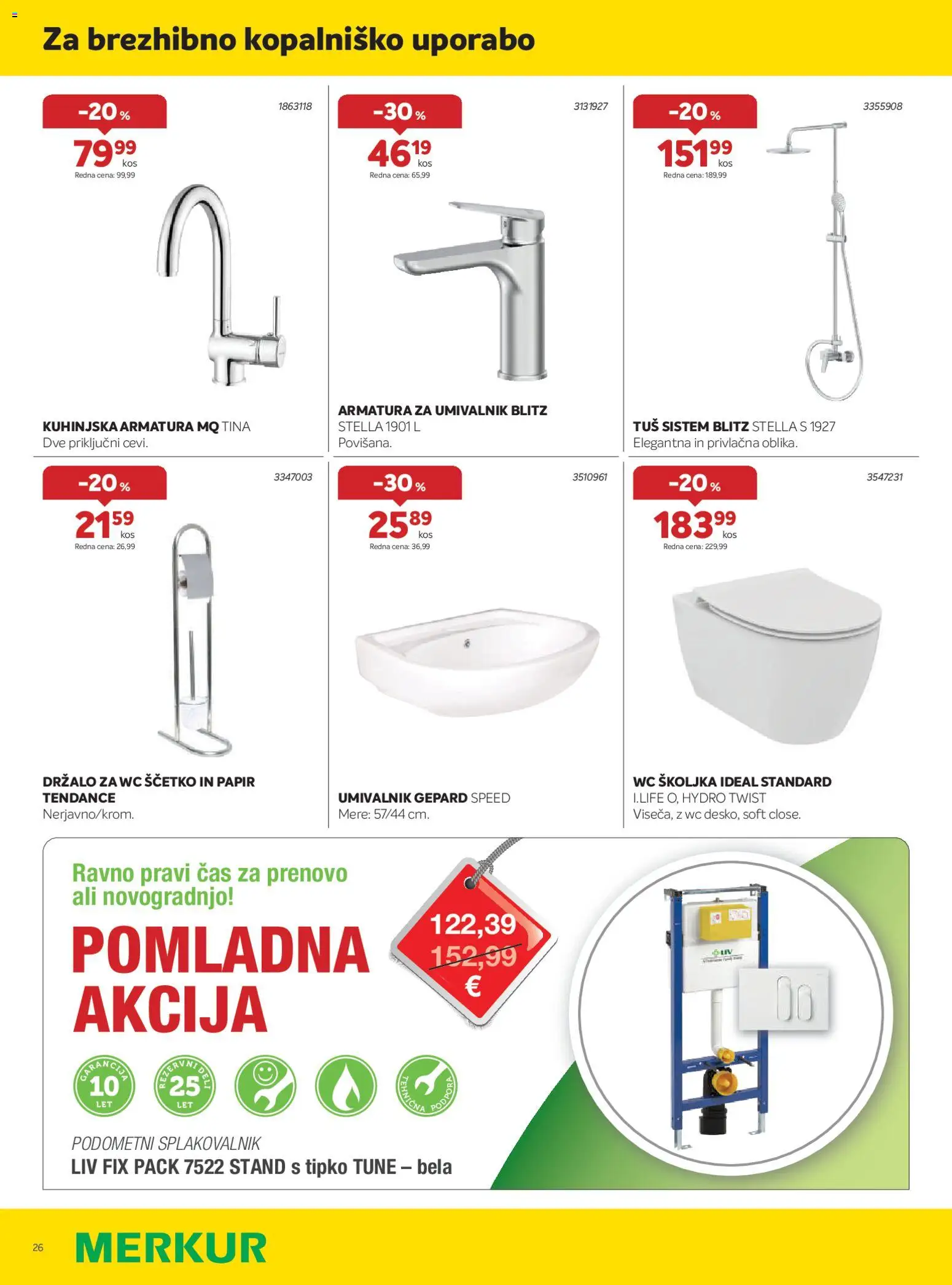 Novi Merkur katalog ponudbe – veljaven od 01.04.2026 | Stran: 26 | Izdelki: WC školjka, Umivalnik