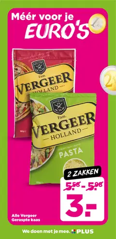 Alle Vergeer Geraspte kaas, Two bags of Vergeer grated cheese - Voorbeeld van een folder van Plus, geldig van 26.11.2025 | Pagina: 9