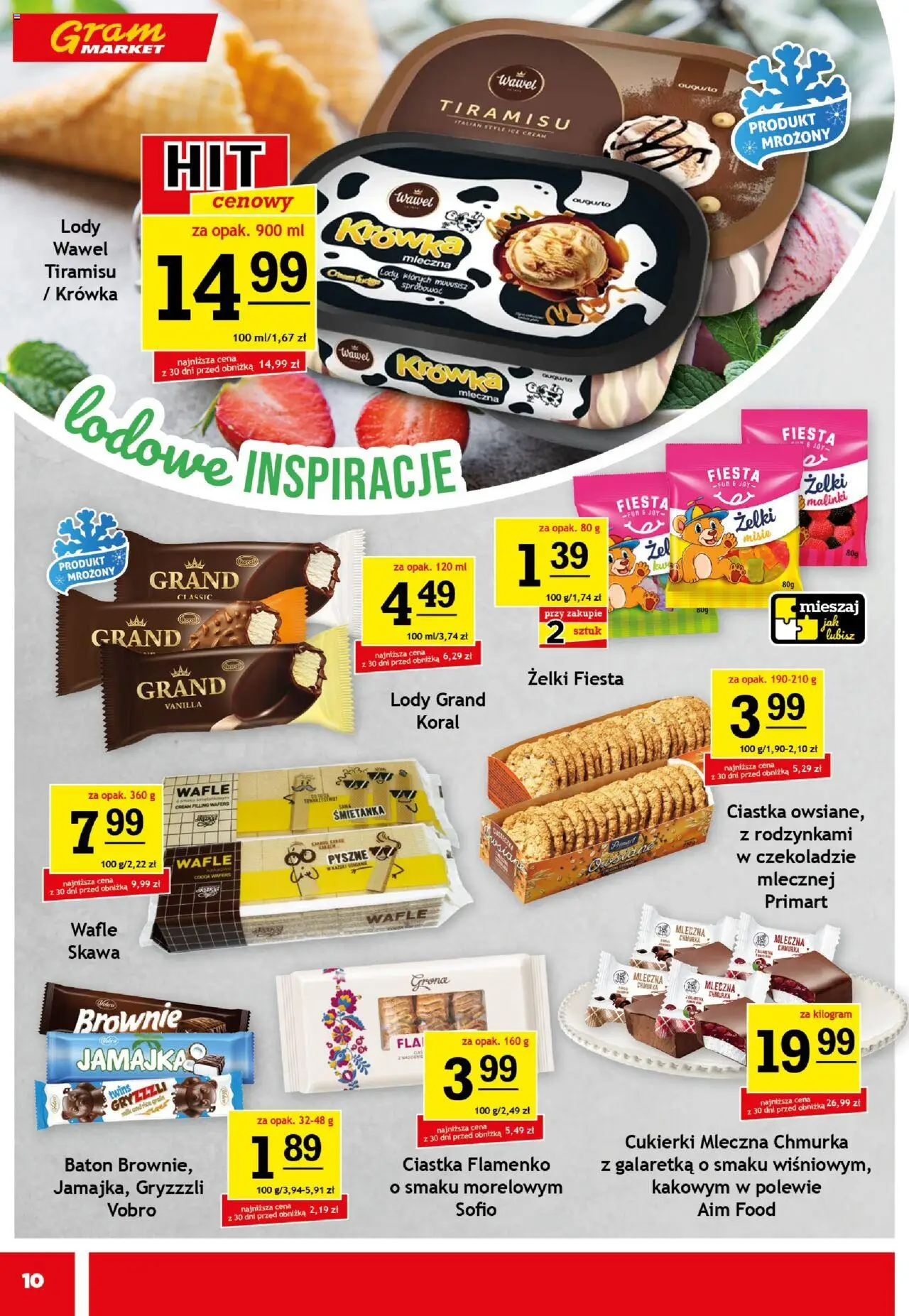Gram Market Gazetka od 13.08.2025 | Strona: 10 | Produkty: Krowka, Tiramisu, Żelki, Lody