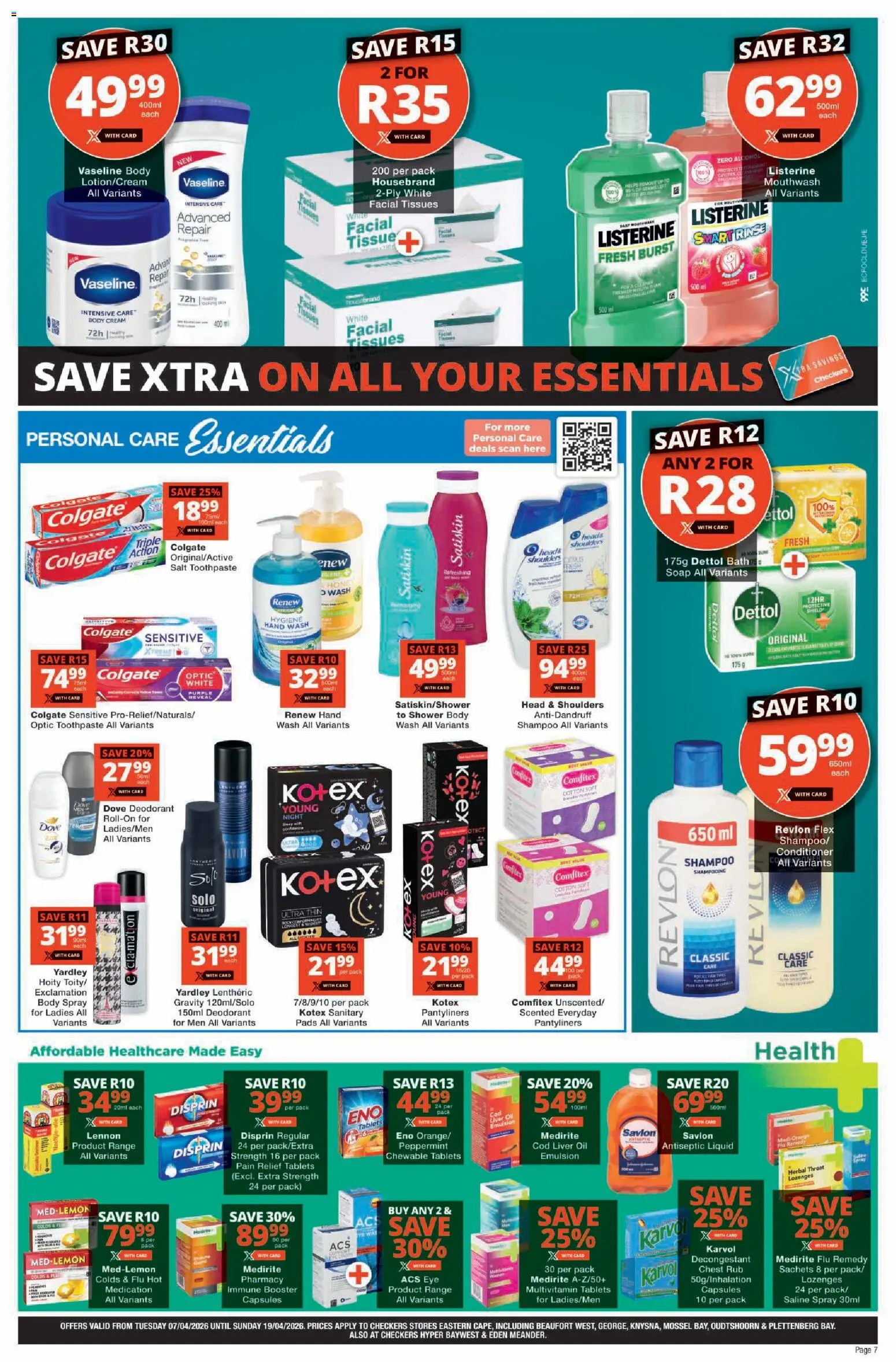 New Checkers catalogue – valid from 07.04.2026 | Page: 7 | Products: Bath, Oil, Shampoo, Conditioner