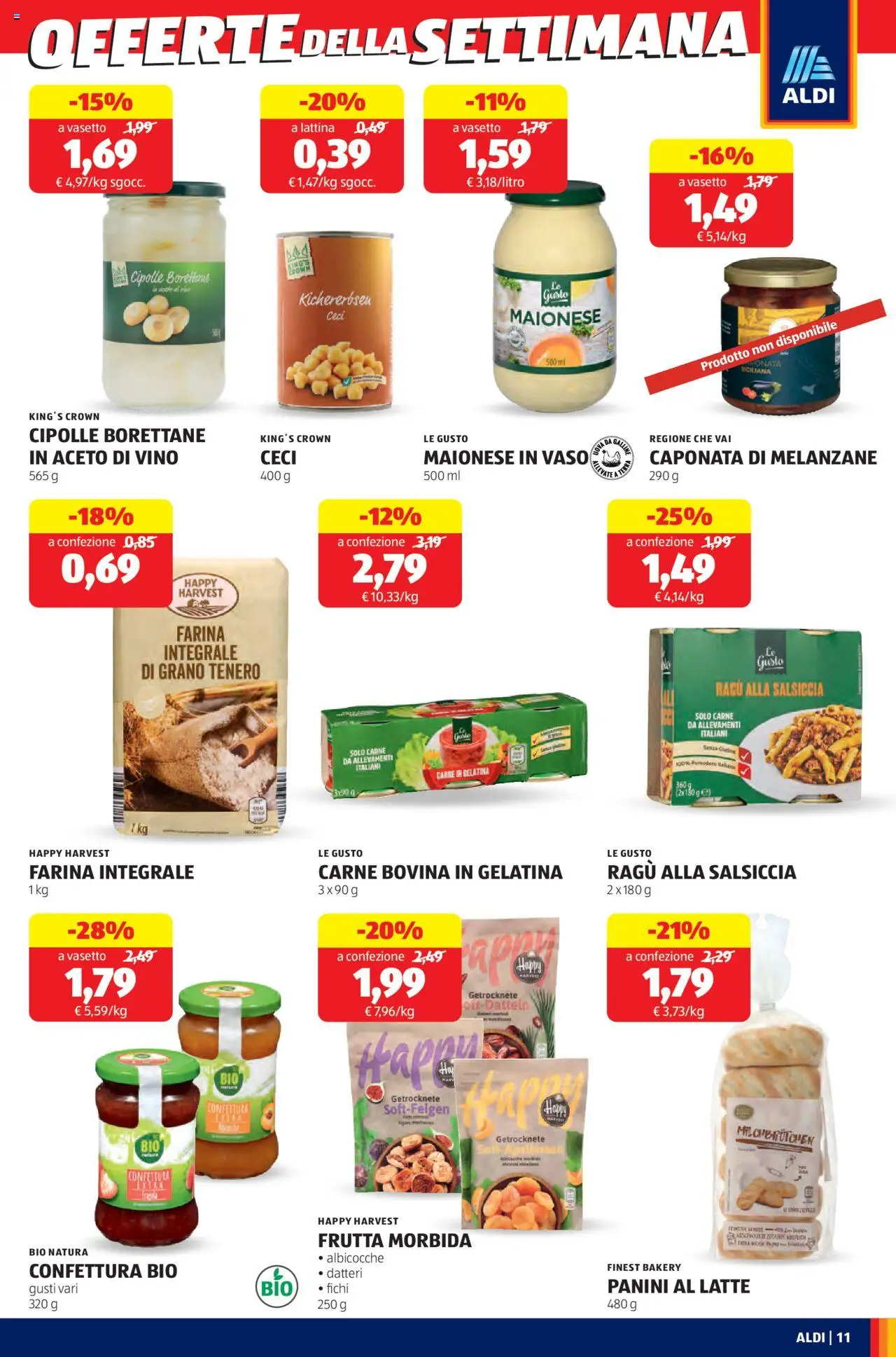 Volantino Aldi del 15.09.2025 | Pagina: 11 | Prodotti: Ceci, Salsiccia, Farina, Vaso