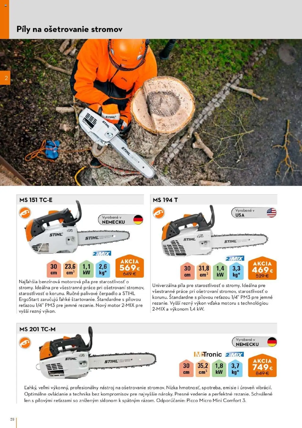 Nové STIHL akcie – leták je platný od 01.04.2025 | Strana: 28 | Produkty: Motorová píla, Píla, Čerpadlo