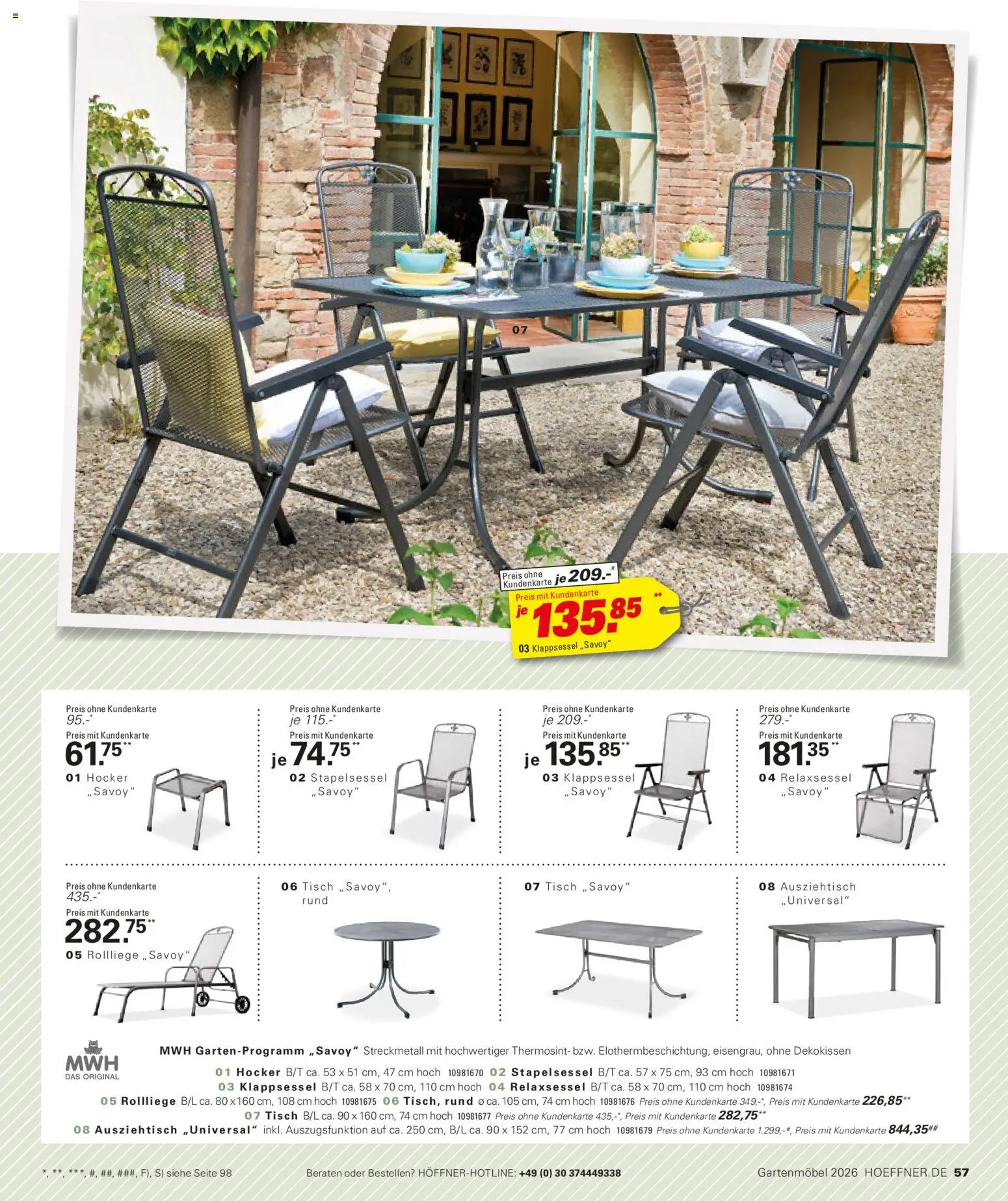 Höffner Prospekt Gartenmöbel – gültig ab 27.03.2026 | Seite: 57 | Produkte: Hocker, Relaxsessel, Tisch, Gartenmöbel