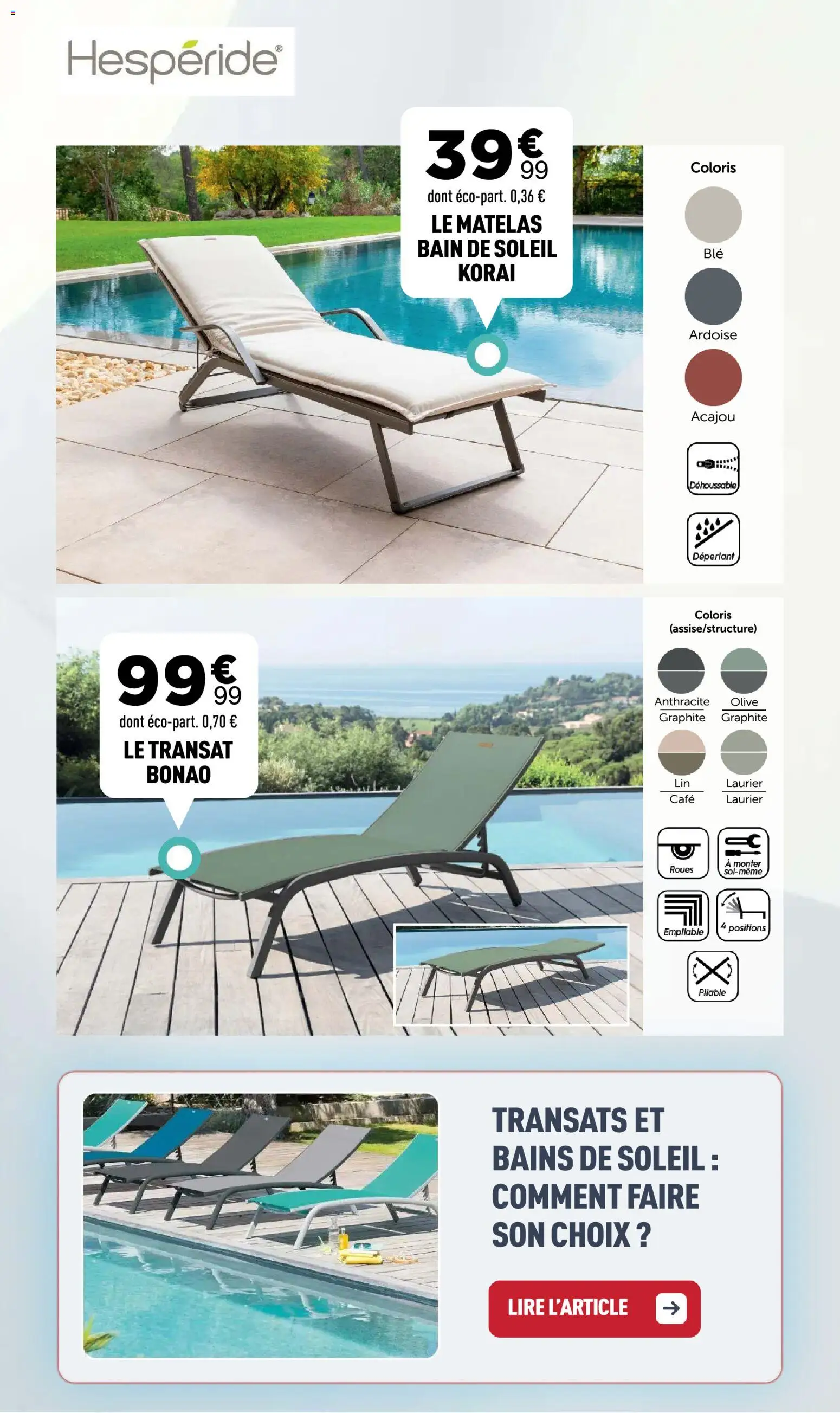 {H1} | Page: 21 | Produits: Olive, Transat, Matelas, Café