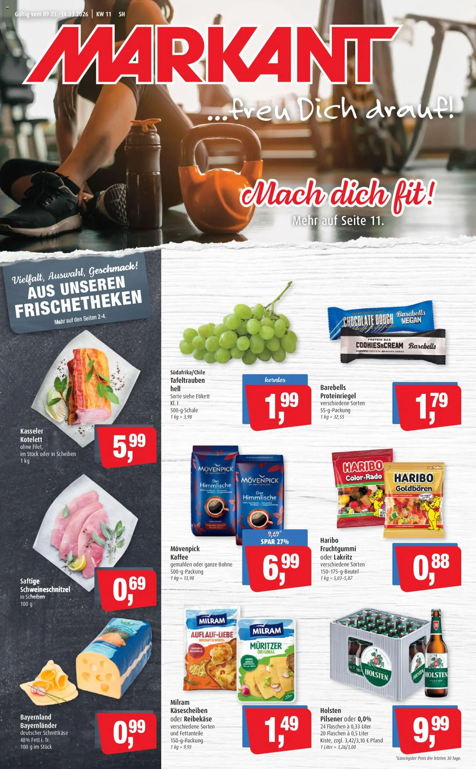 Markant Prospekt 	 – gültig ab 09.03.2026 | Seite: 1 | Produkte: Haribo, Kaffee, Milram, Reibekase