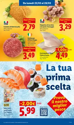 Anteprima del volantino Polpettine di tacchino con speck e formaggio, 360 g confezione valido a partire dal 23.03.2026 | Pagina: 7 | Prodotti: Speck, Pesce, Orata, Tacchino