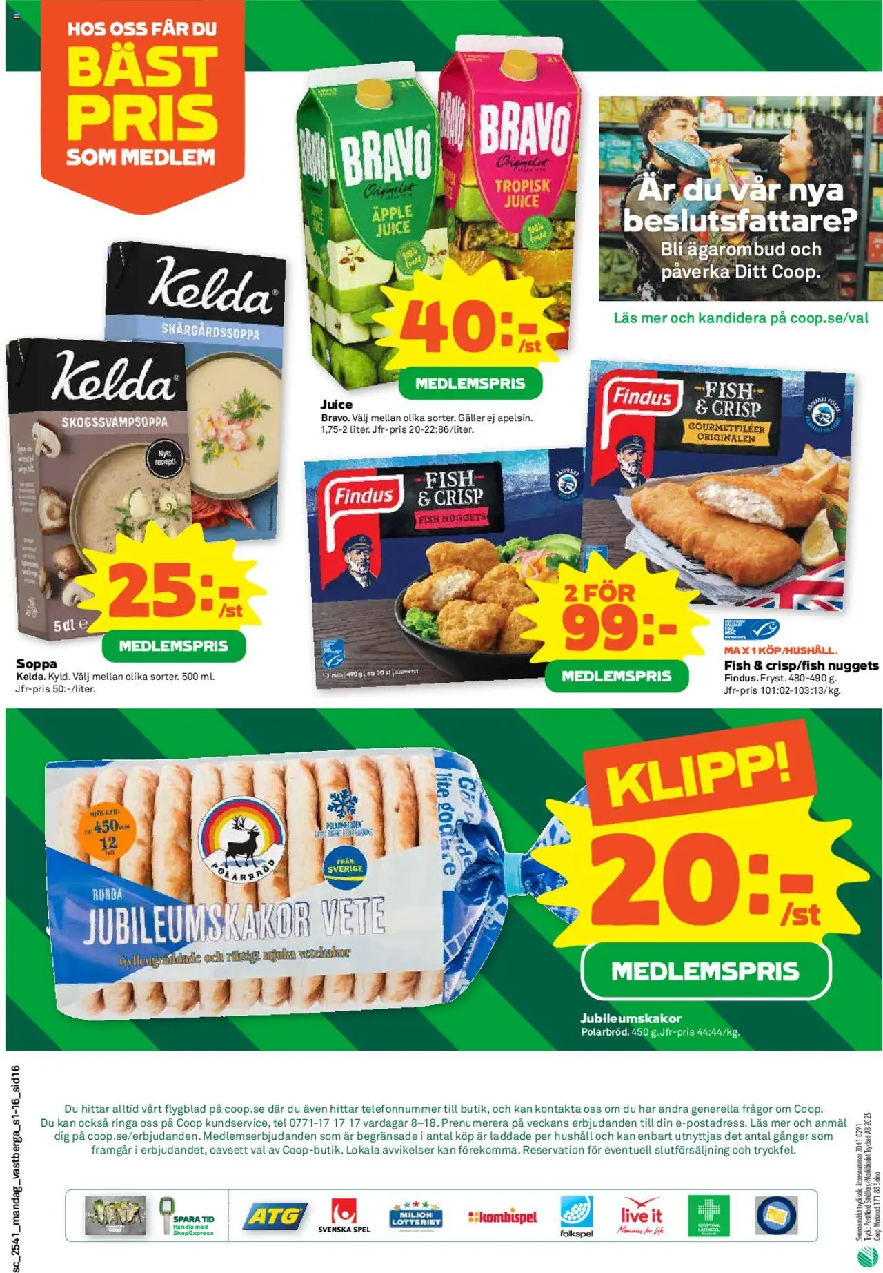 Coop Forum reklamblad aktuell från 06.10.2025 | Sida: 16 | Produkter: Juice, Äpple, Spel, Soppa