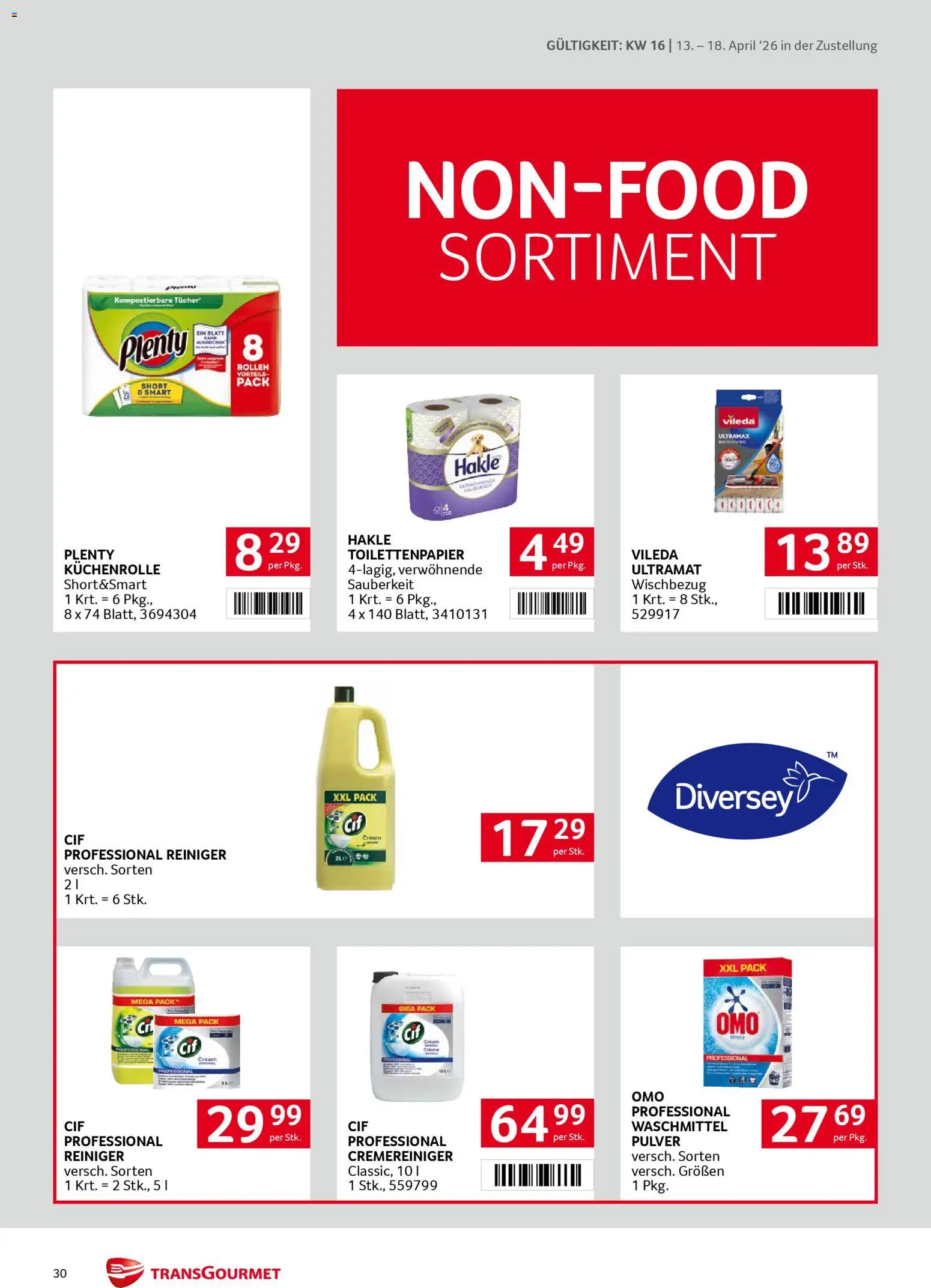 Transgourmet Zustellaktion gültig ab 13.04.2026 | Seite: 30 | Produkte: Waschmittel