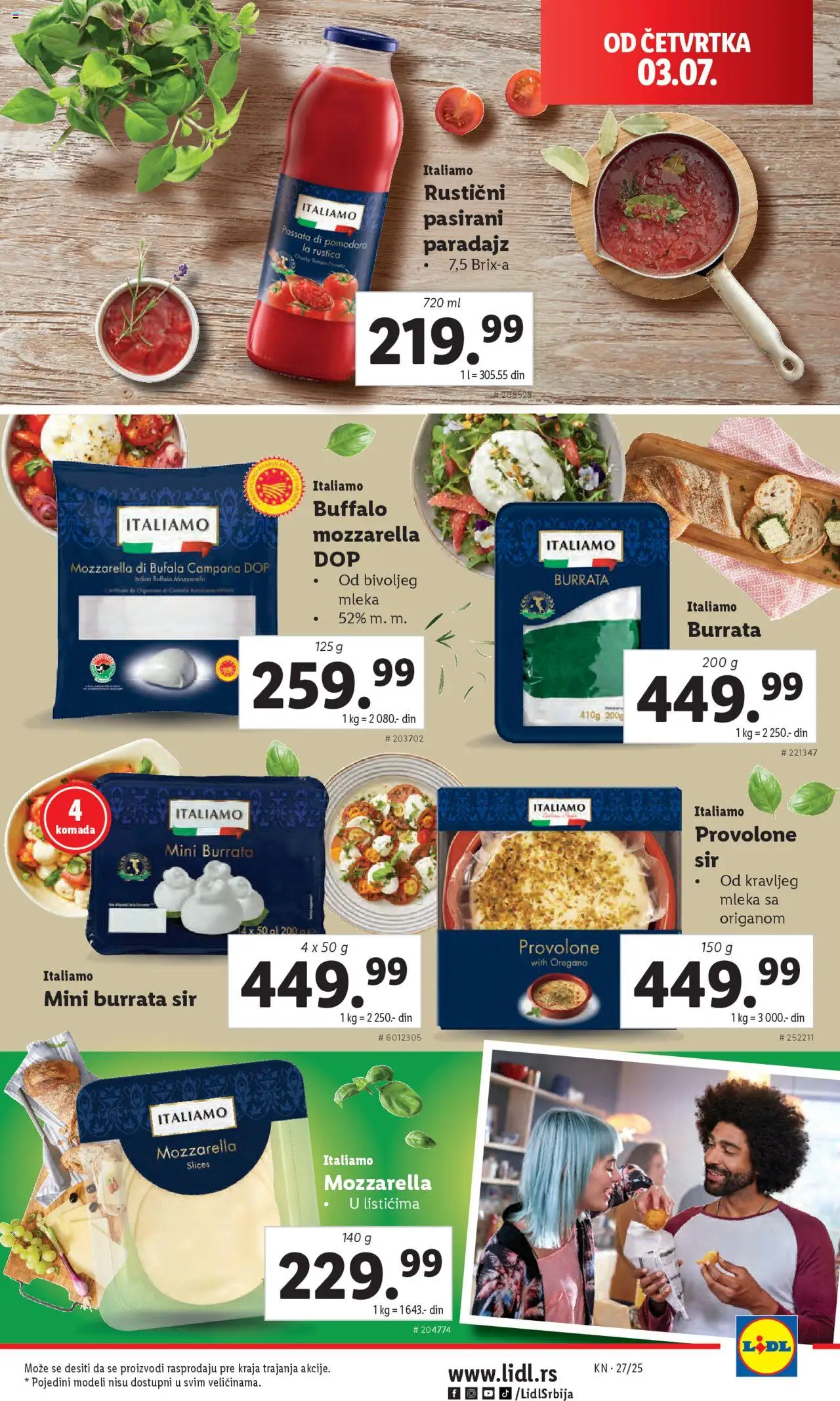 Lidl katalog - važi od 03.07.2025 | Strana: 39 | Proizvode: Burrata, Sir, Mozzarella, Paradajz