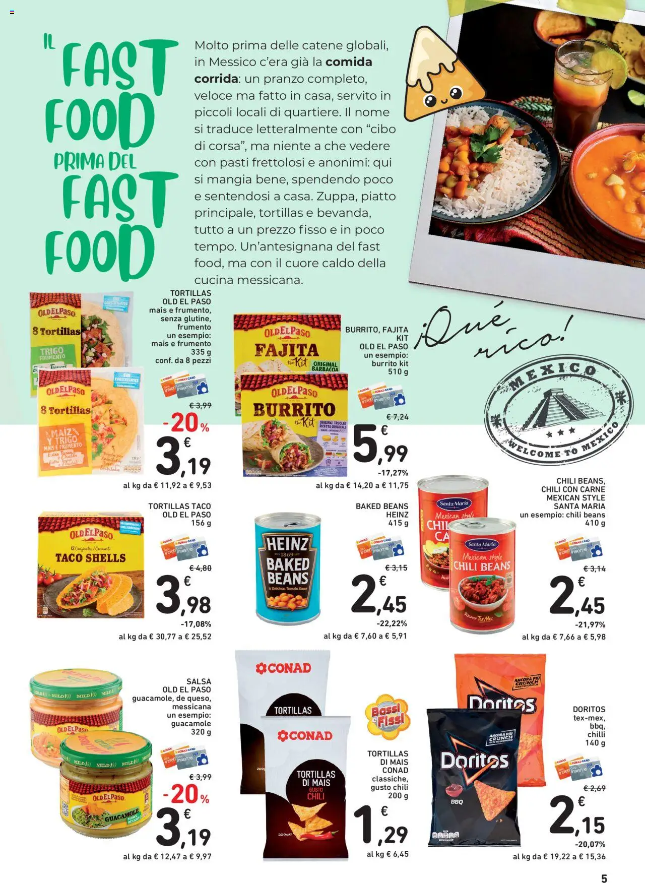 Volantino Conad del 08.08.2025 | Pagina: 5 | Prodotti: Salsa, Tortillas, Mais, Piatto