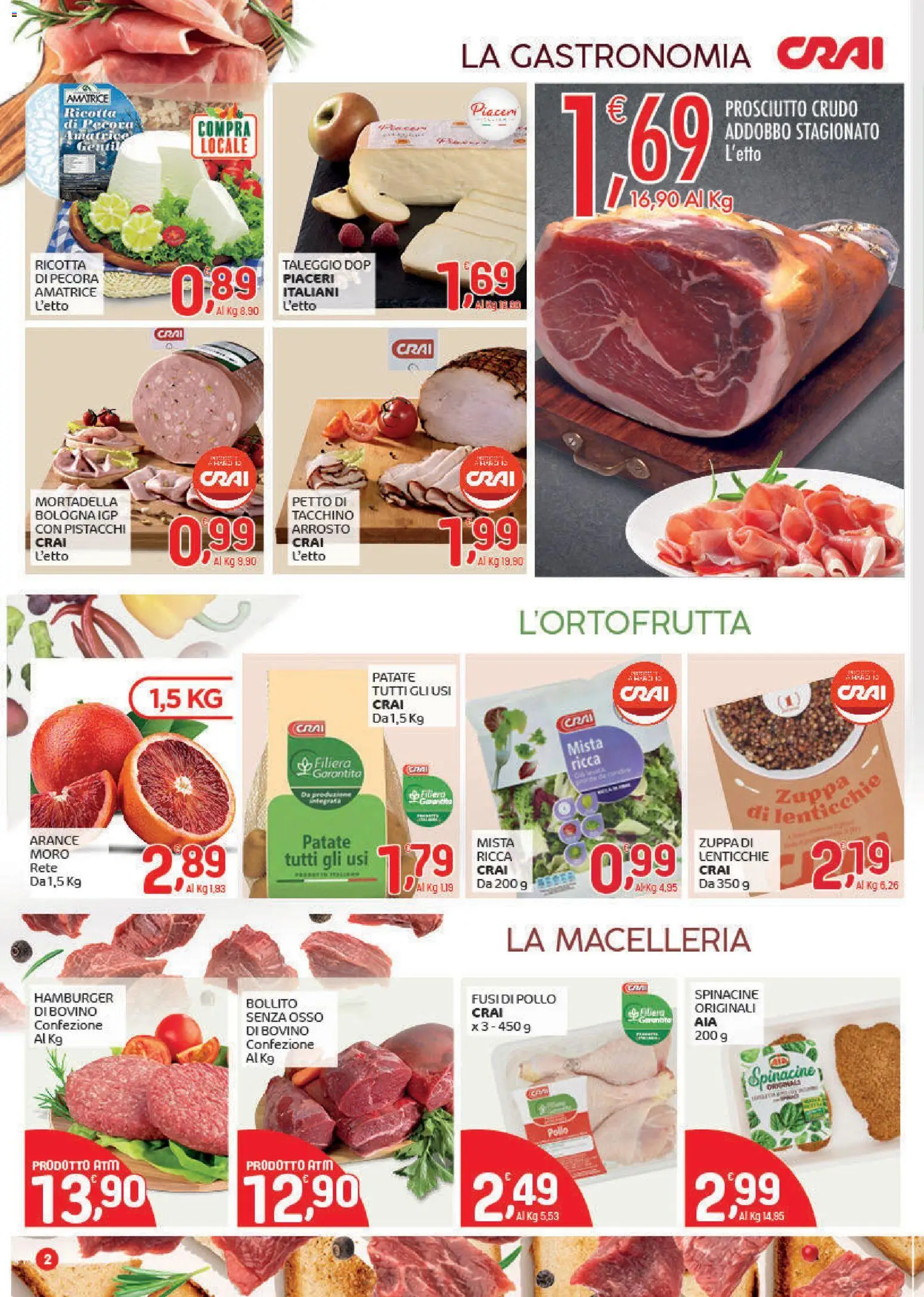 Volantino CRAI del 02.01.2026 | Pagina: 2 | Prodotti: Bovino, Pollo, Pistacchi, Hamburger