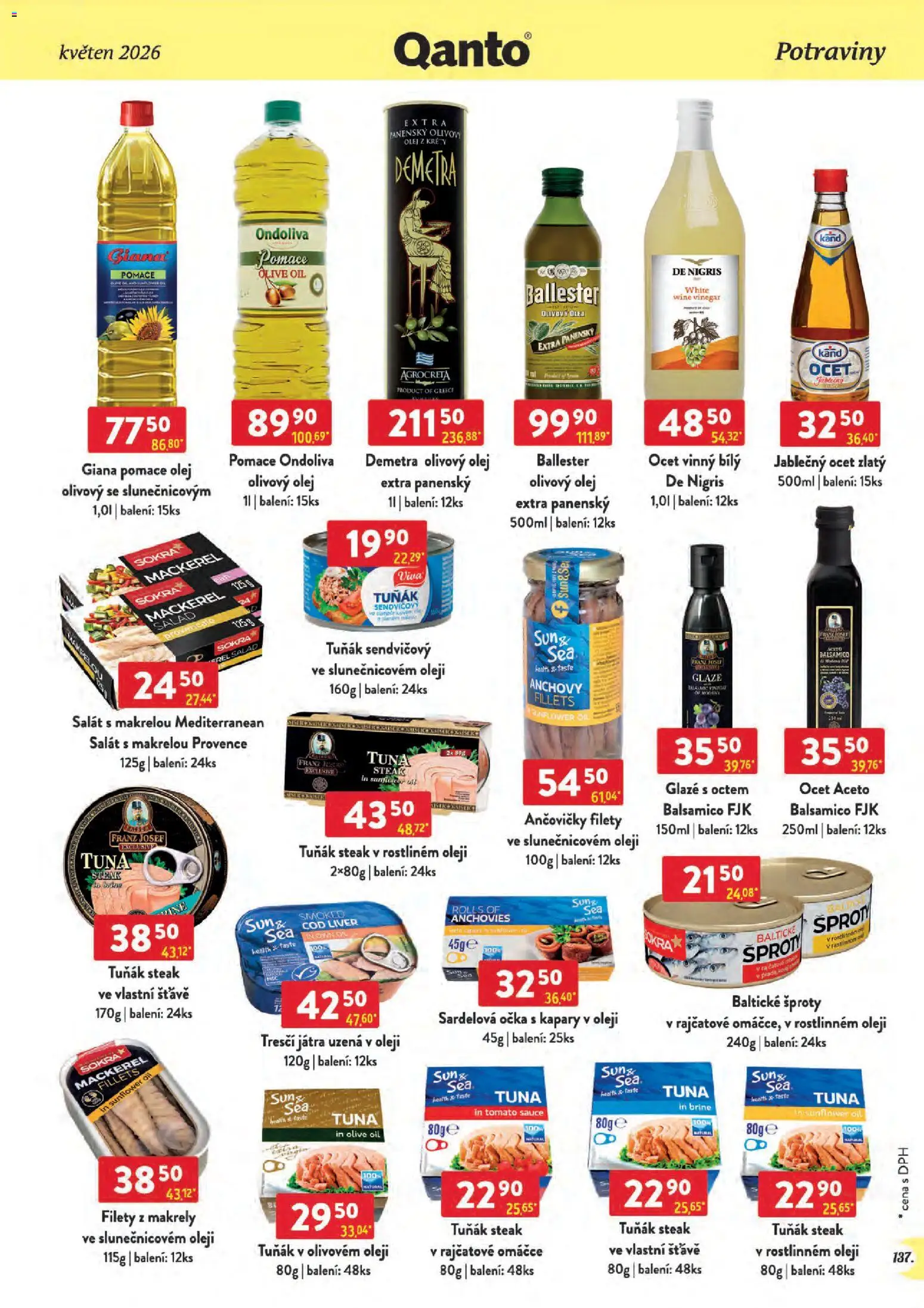 Astur & Qanto leták - Velkoobchod 05/2026 od 01.05.2026 | Strana: 137 | Produkty: Olivový olej, Ančovičky, Balsamico, Tuňák steak