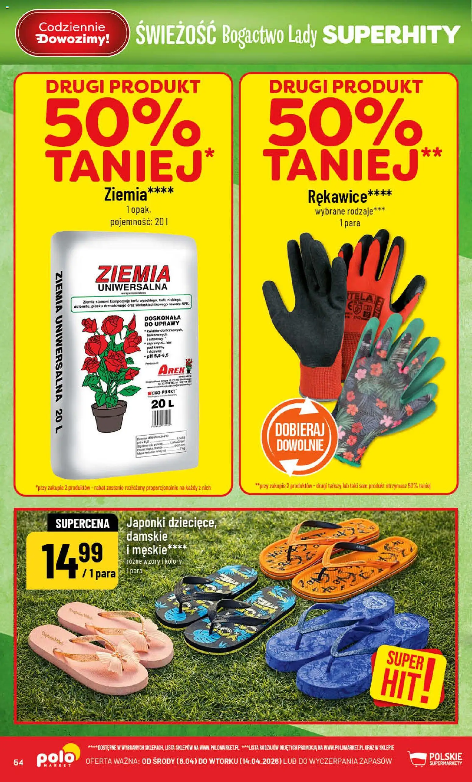 POLOmarket gazetka od 08.04.2026 | Strona: 54 | Produkty: Ziemia uniwersalna, Japonki, Ziemia