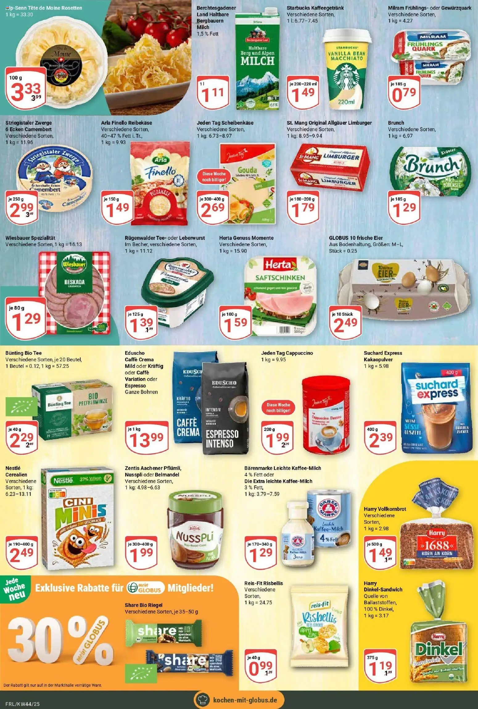 Globus prospekt Freilassing	 – gültig ab 26.10.2025 | Seite: 12 | Produkte: Milch, Eier, Gouda, Eduscho