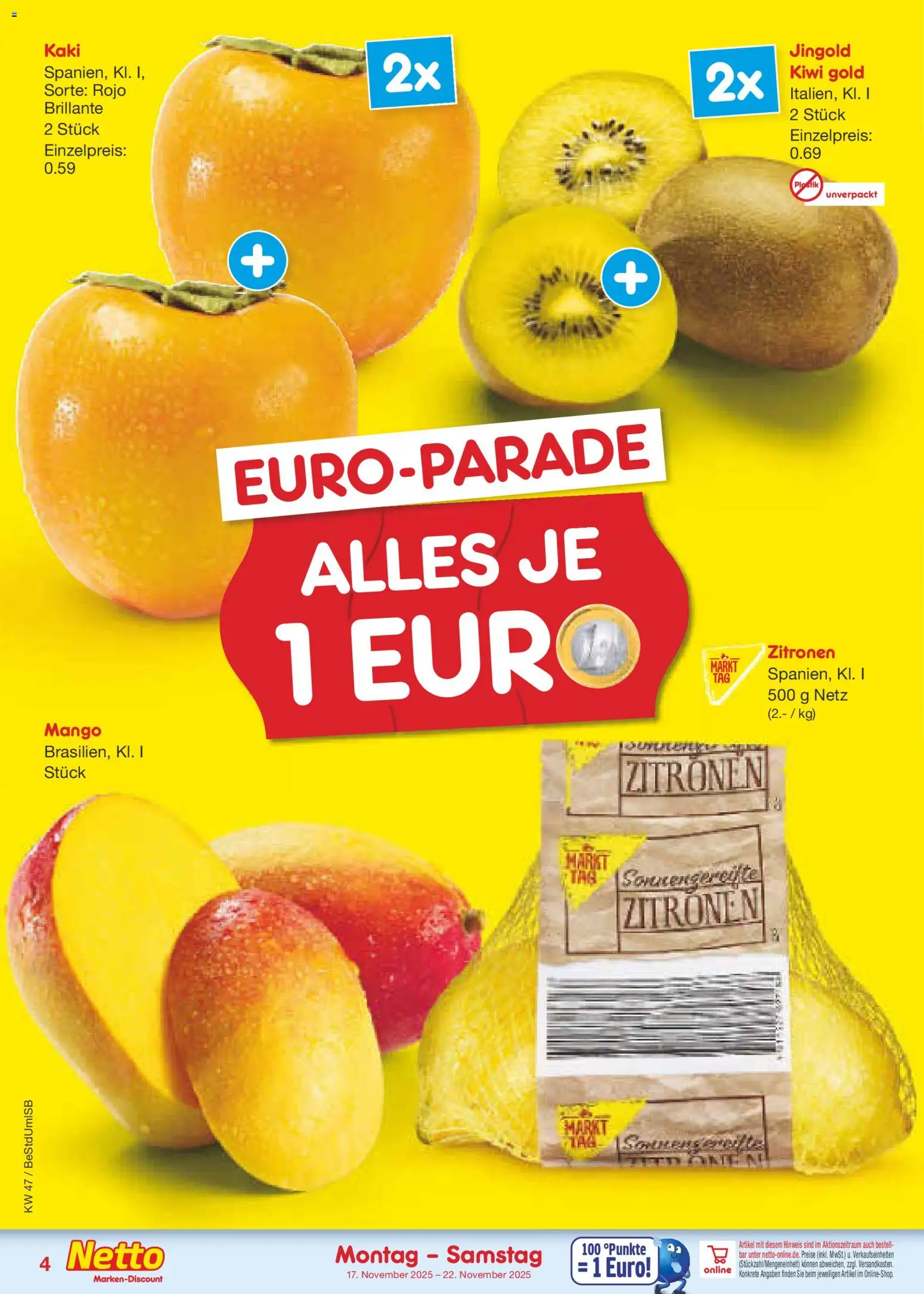 Netto Marken-Discount - Black Friday – gültig ab 17.11.2025 | Seite: 4 | Produkte: Mango, Kaki, Kiwi, Zitronen