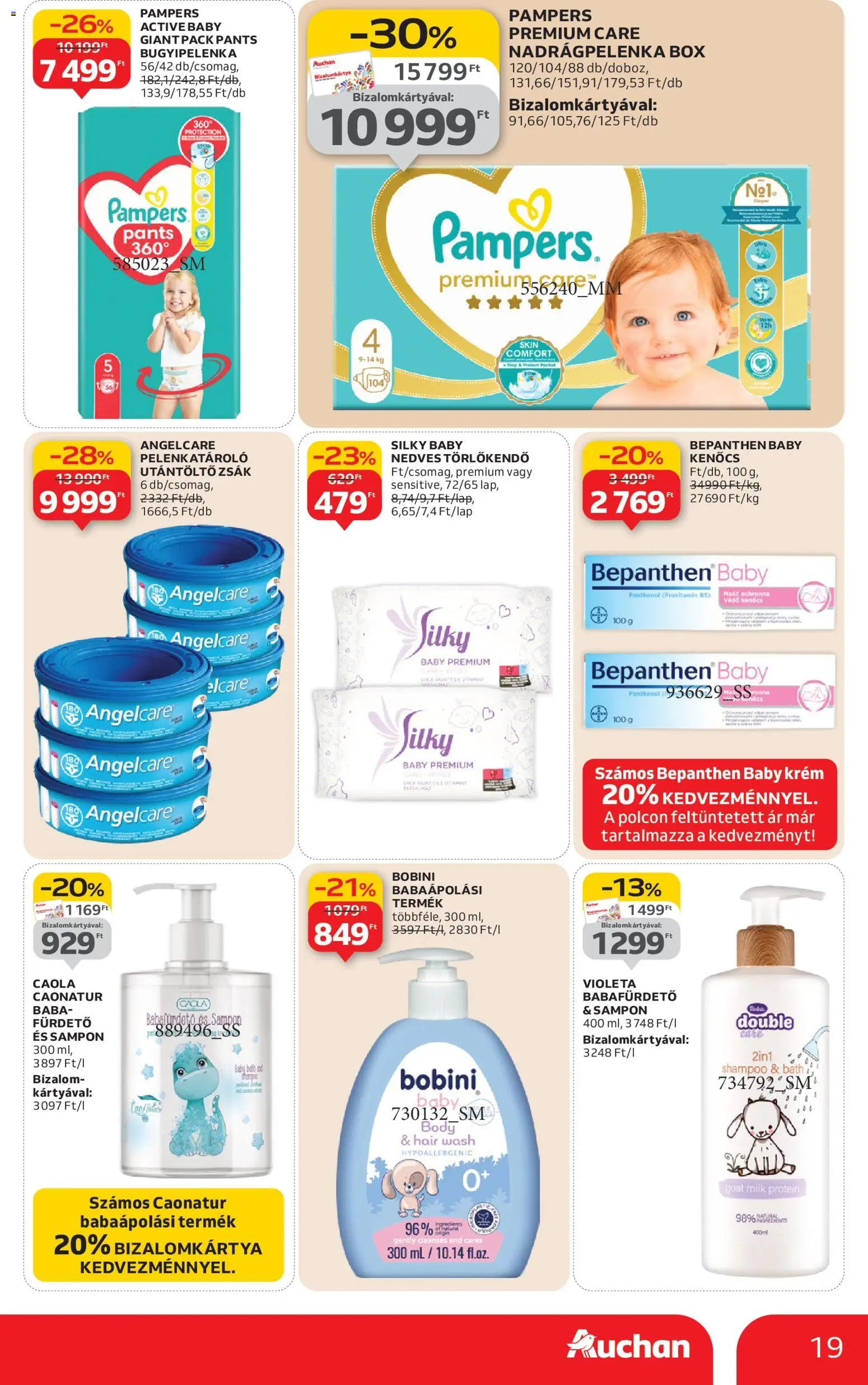 Auchan akciós ujság - amely érvényes a következő dátumtól: 02.01.2026 | Oldal: 19 | Termékek: Pampers, Törlőkendő, Protein, Sampon
