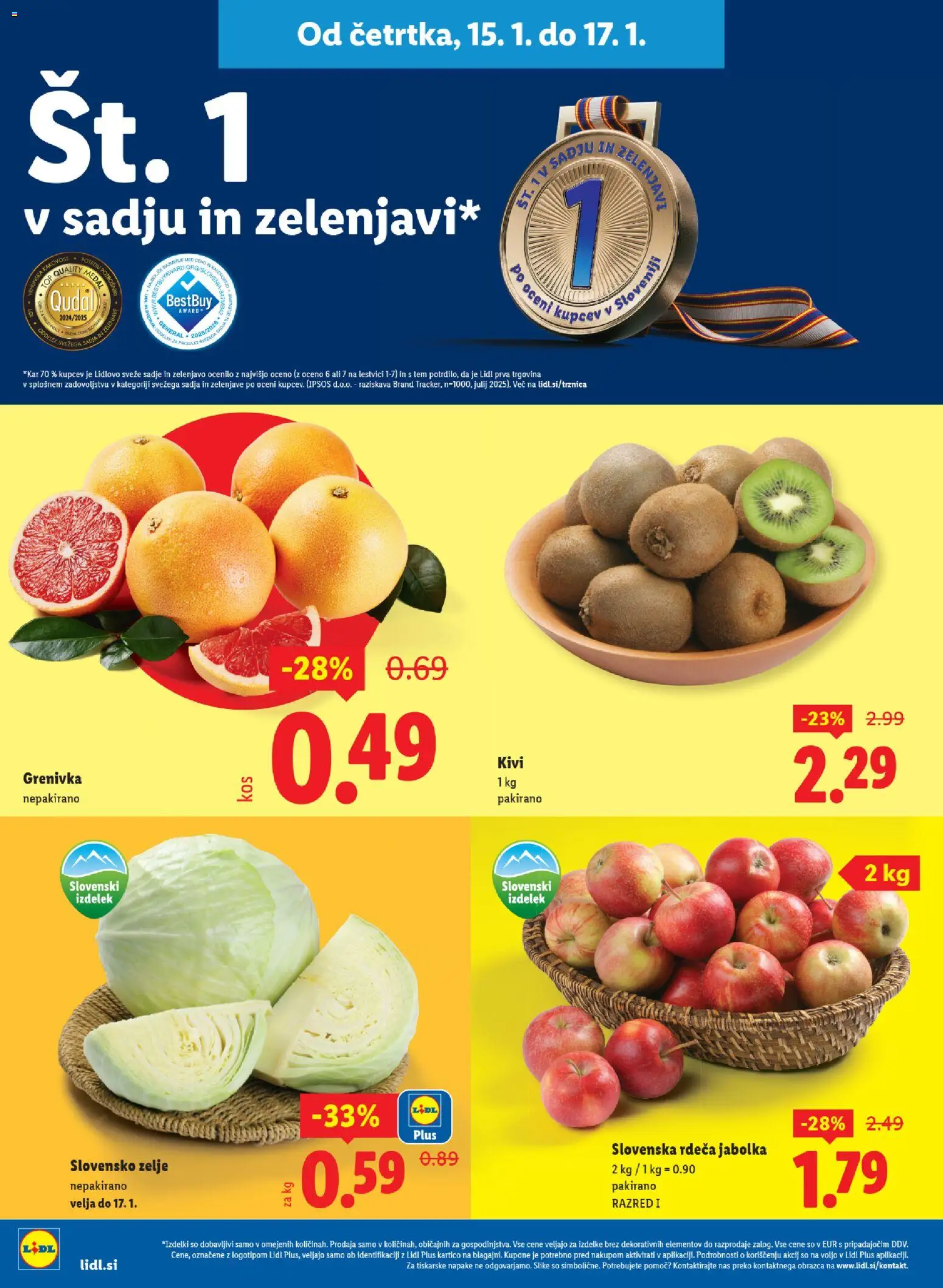 Novi Lidl katalog ponudbe – veljaven od 15.01.2026 | Stran: 4 | Izdelki: Jabolka, Kivi, Sadje, Zelje
