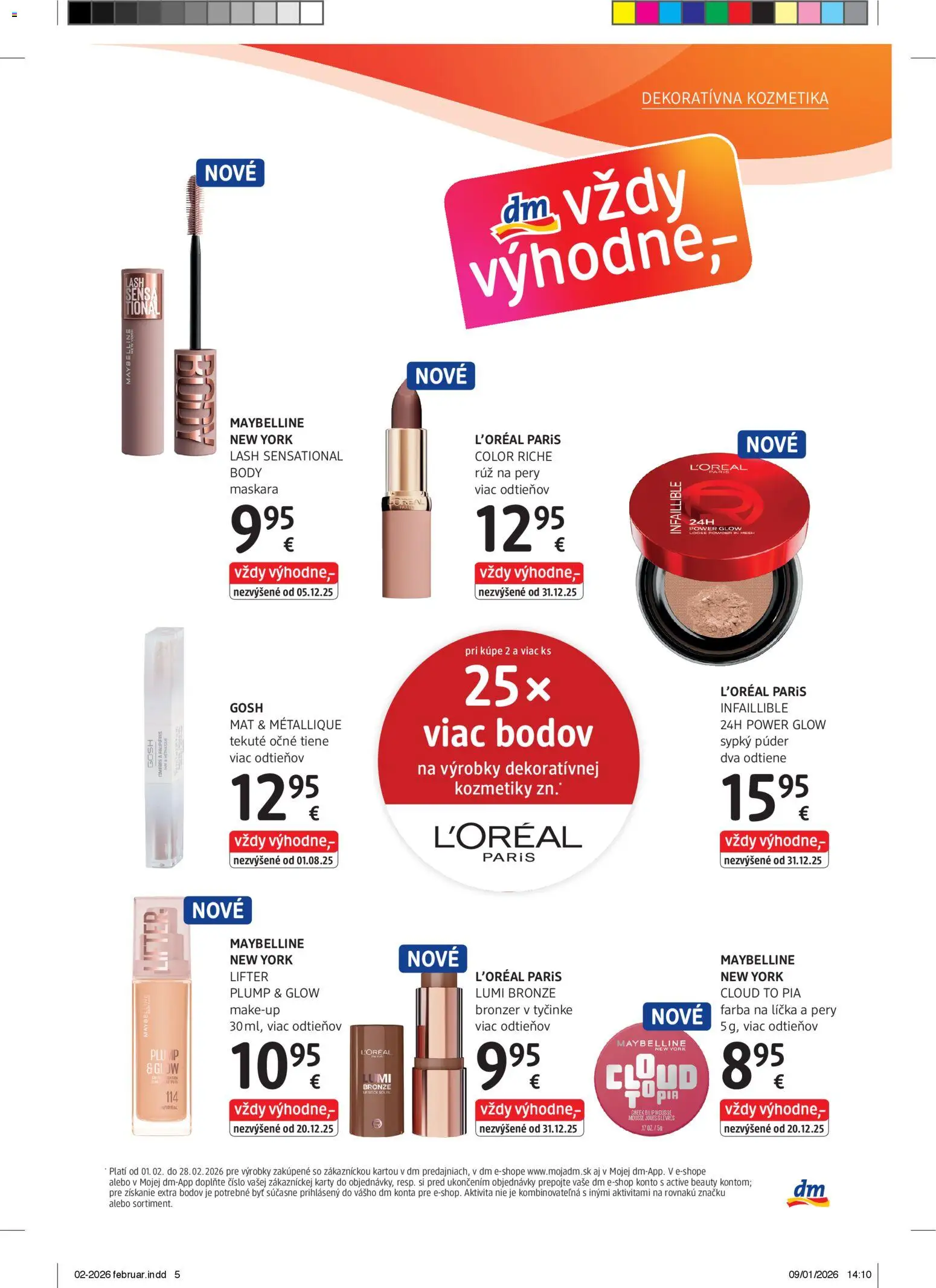 Nové dm drogerie akcie – leták je platný od 01.02.2026 | Strana: 5 | Produkty: Púder, Bronzer, Očné tiene, Rúž na pery