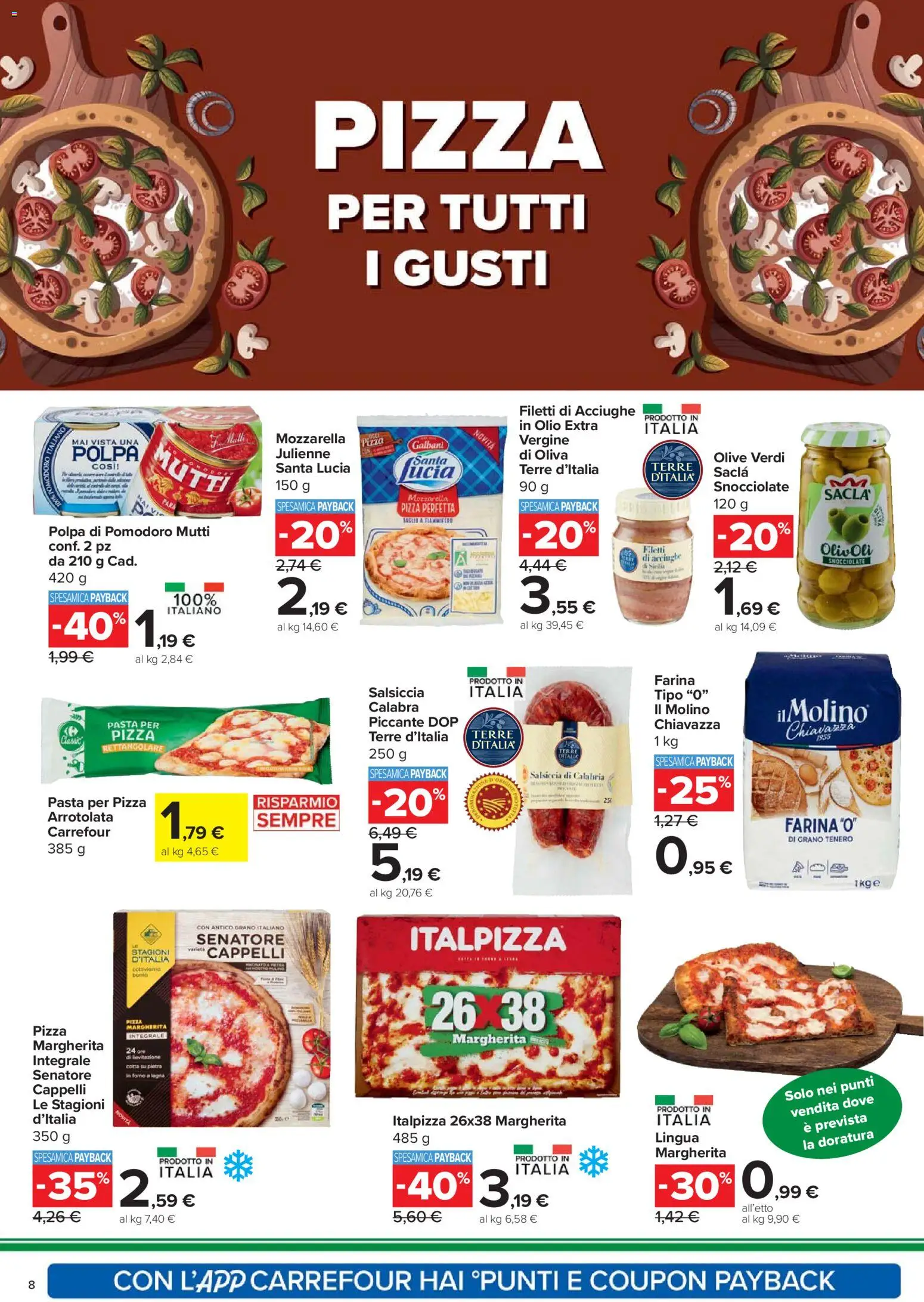 Volantino Carrefour del 15.01.2026 | Pagina: 8 | Prodotti: Salsiccia, Pasta, Acciughe, Mutti