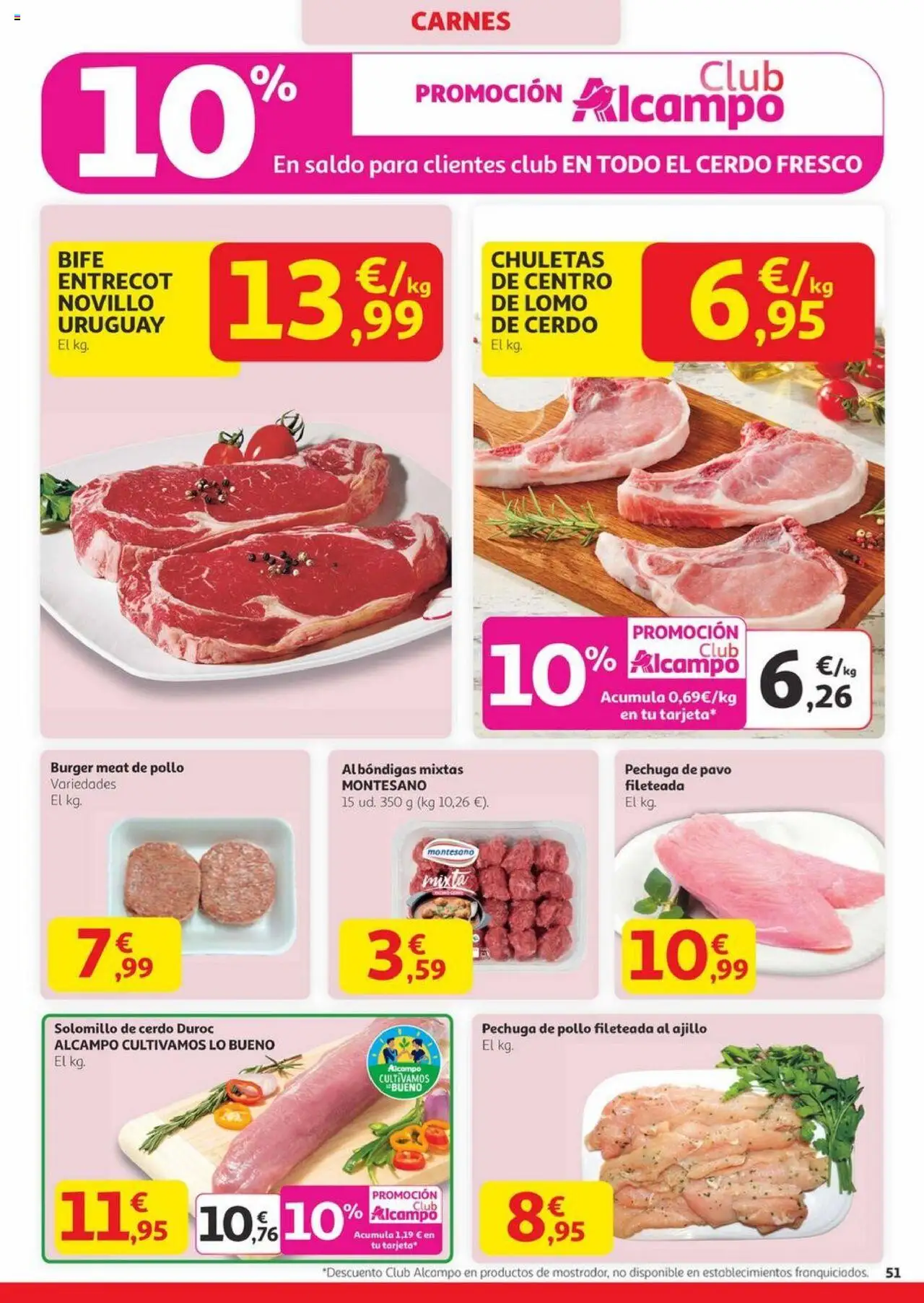 Alcampo - Canarias │ válido desde el 23.10.2025 | Página: 51 | Productos: Solomillo de cerdo, Pechuga de pollo fileteada, Cerdo