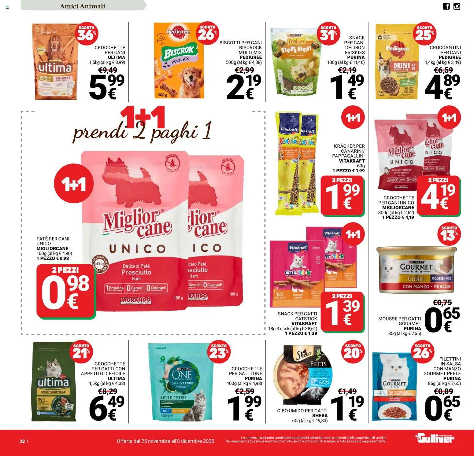 Volantino Gulliver del 25.11.2025 | Pagina: 22 | Prodotti: Manzo, Cereali, Salsa, Crocchette