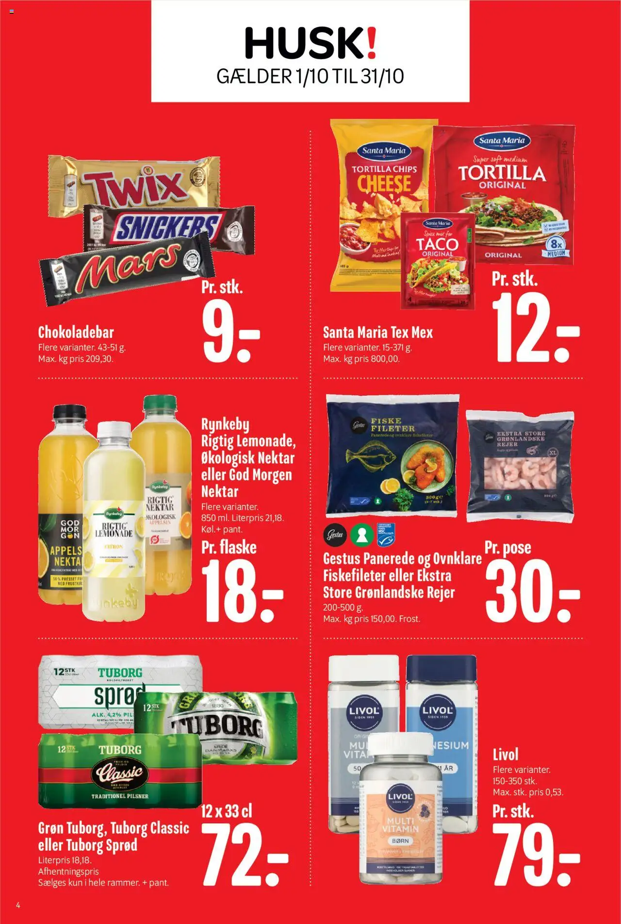 Min Købmand tilbudsavis – gyldig fra 03.10.2025 | Side: 4 | Produkter: Chips, Rejer, Taco