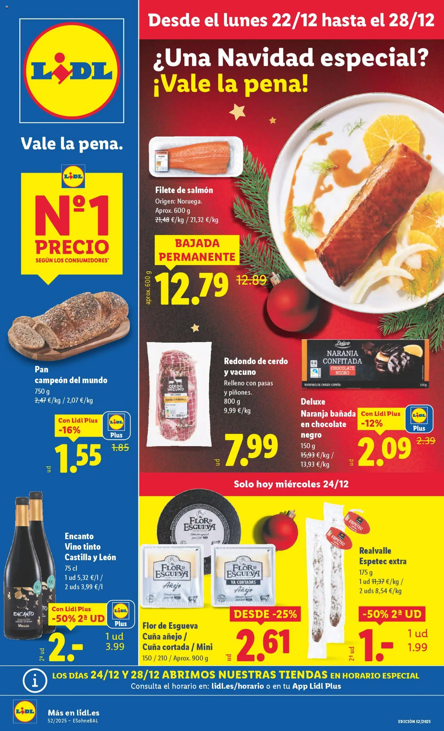 Lidl folleto │ válido desde el 22.12.2025 | Página: 1 | Productos: Pan, Chocolate, Vino, Cerdo