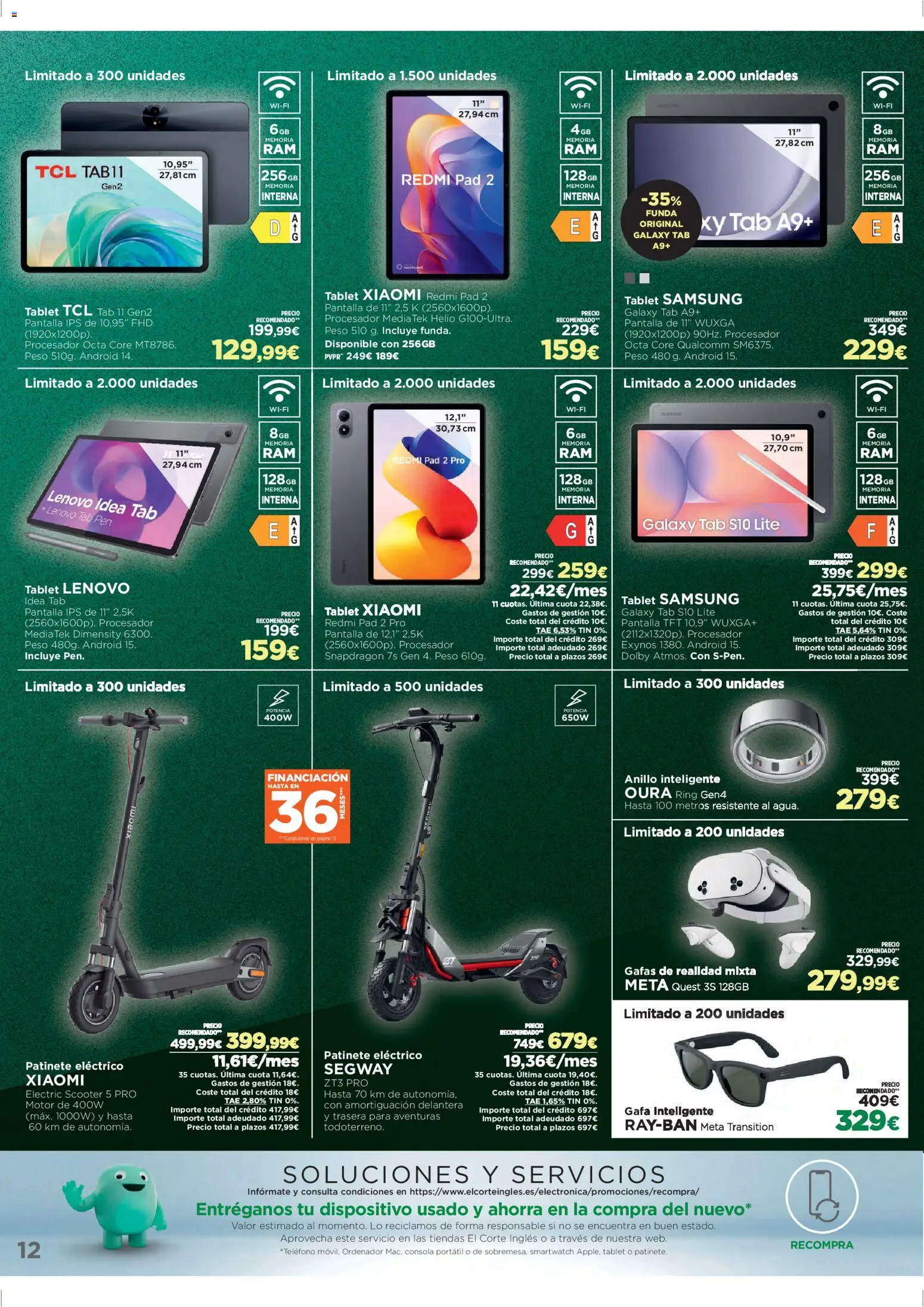 El Corte Inglés Black Friday │ válido desde el 24.11.2025 | Página: 12 | Productos: Patinete, Teléfono, Funda, Peso
