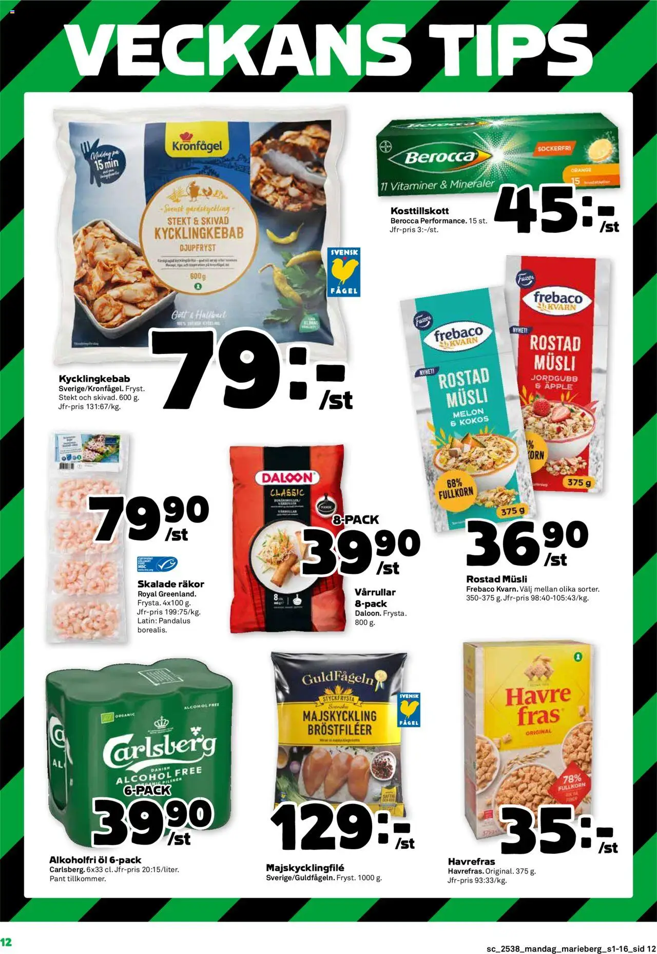 Stora Coop reklamblad aktuell från 15.09.2025 | Sida: 12 | Produkter: Musli, Räkor, Öl, Äpple