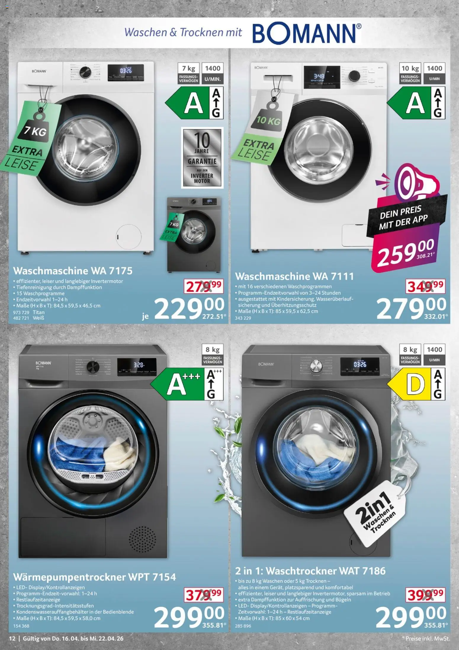 Selgros Non Food – gültig ab 16.04.2026 | Seite: 12 | Produkte: Waschmaschine, Waschtrockner