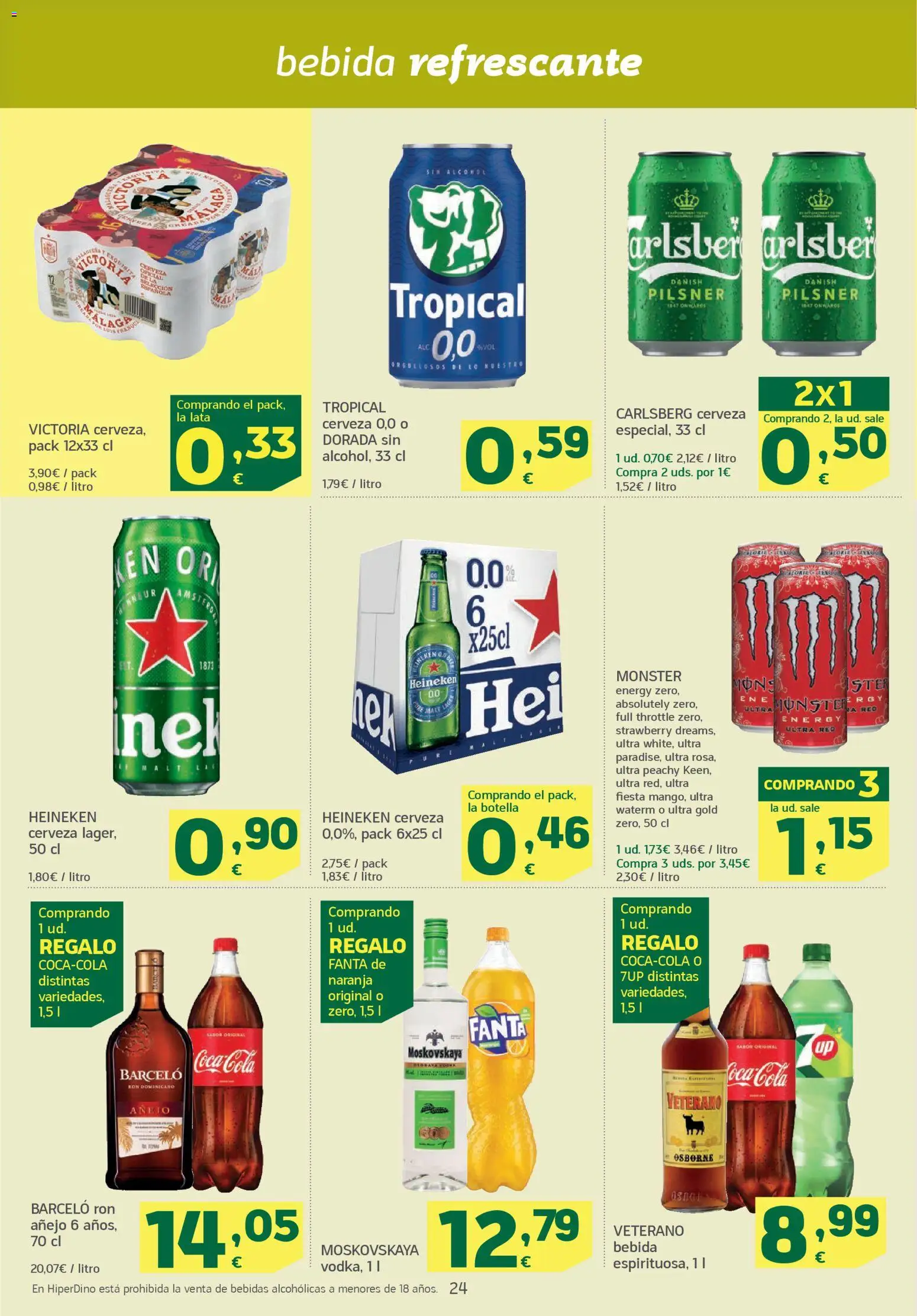 HiperDino folleto │ válido desde el 11.11.2025 | Página: 24 | Productos: Ron, Cerveza, Σπανάκι