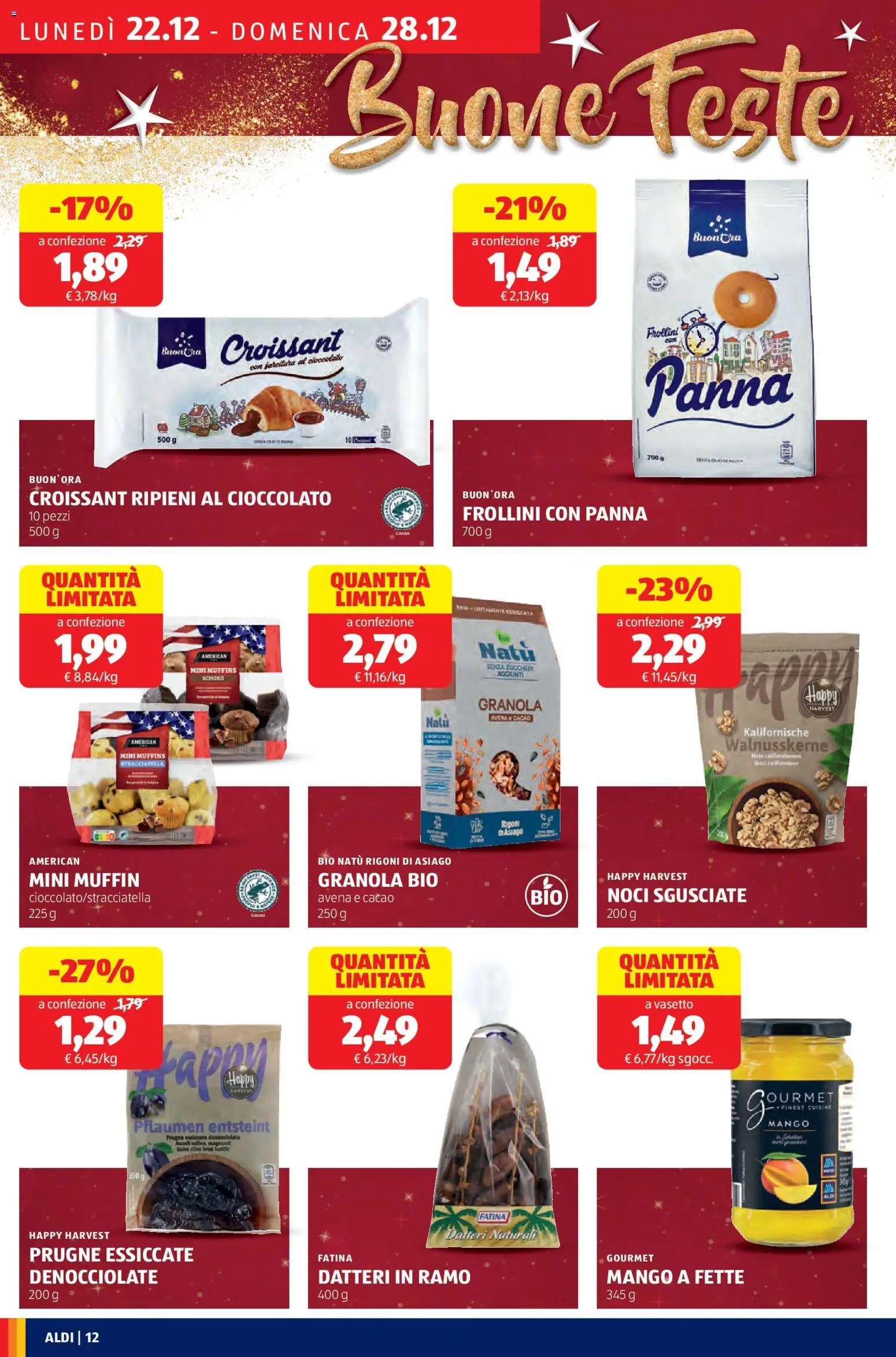 Volantino Aldi del 22.12.2025 | Pagina: 12 | Prodotti: Panna, Noci, Frollini, Stracciatella