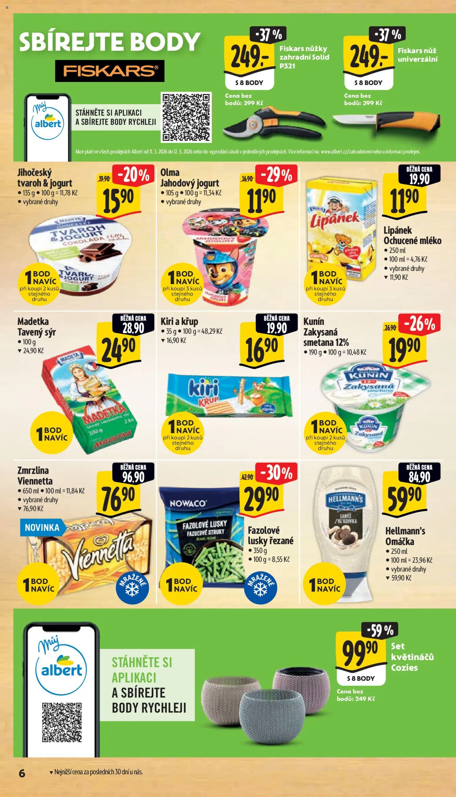 Albert leták - Supermarket od 11.03.2026 | Strana: 12 | Produkty: Lipánek, Fiskars, Tvaroh, Ochucené mléko