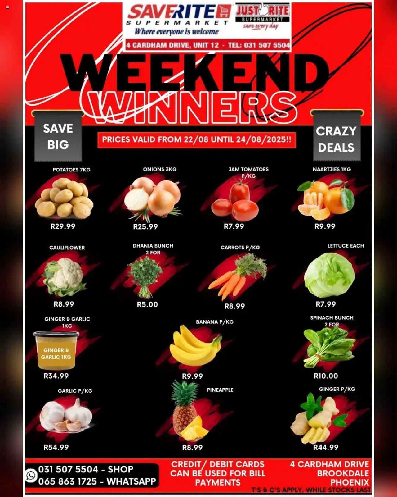 Saverite Weekend Winners │ valid from 22.08.2025 | Page: 1 | Products: Jam, Pineapple, Carrots, Lettuce