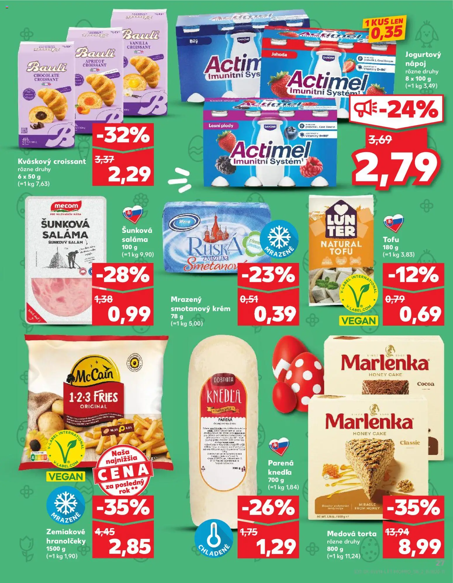 Nové Kaufland akcie – leták je platný od 01.04.2026 | Strana: 27 | Produkty: Croissant, Tofu, Zmrzlina, Marlenka