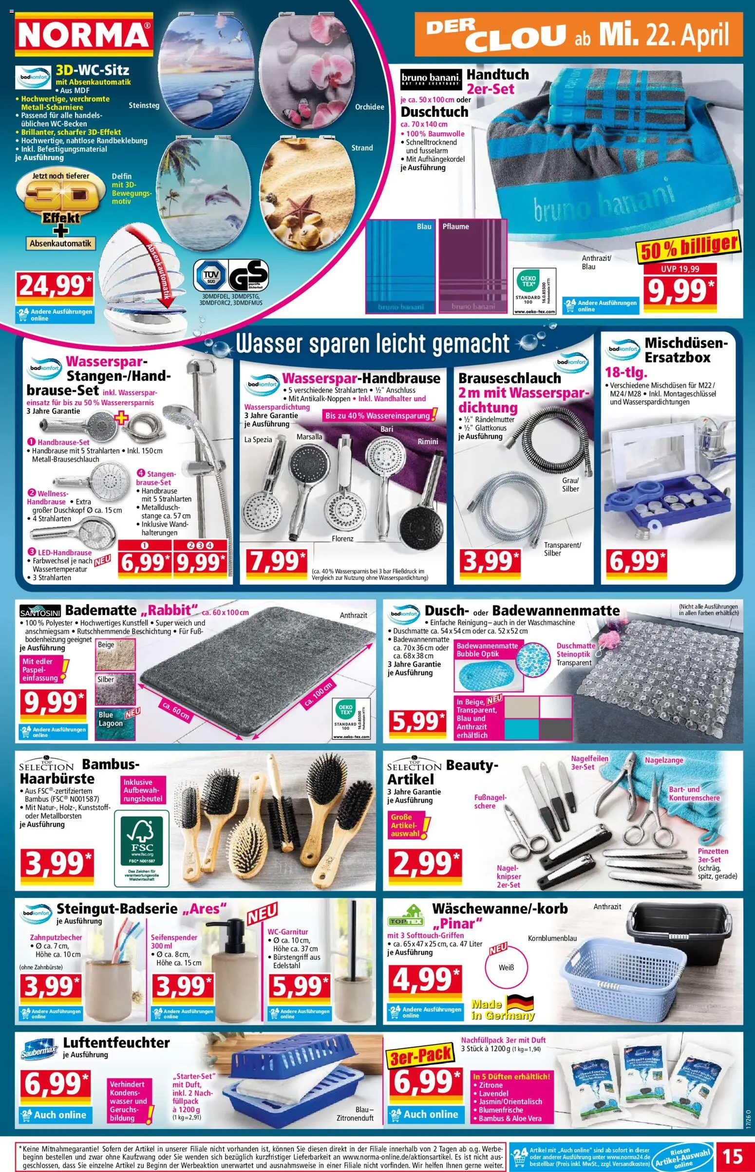 Norma Prospekt – gültig ab 20.04.2026 | Seite: 15 | Produkte: Orchidee, Duft, Zitrone, Duschkopf