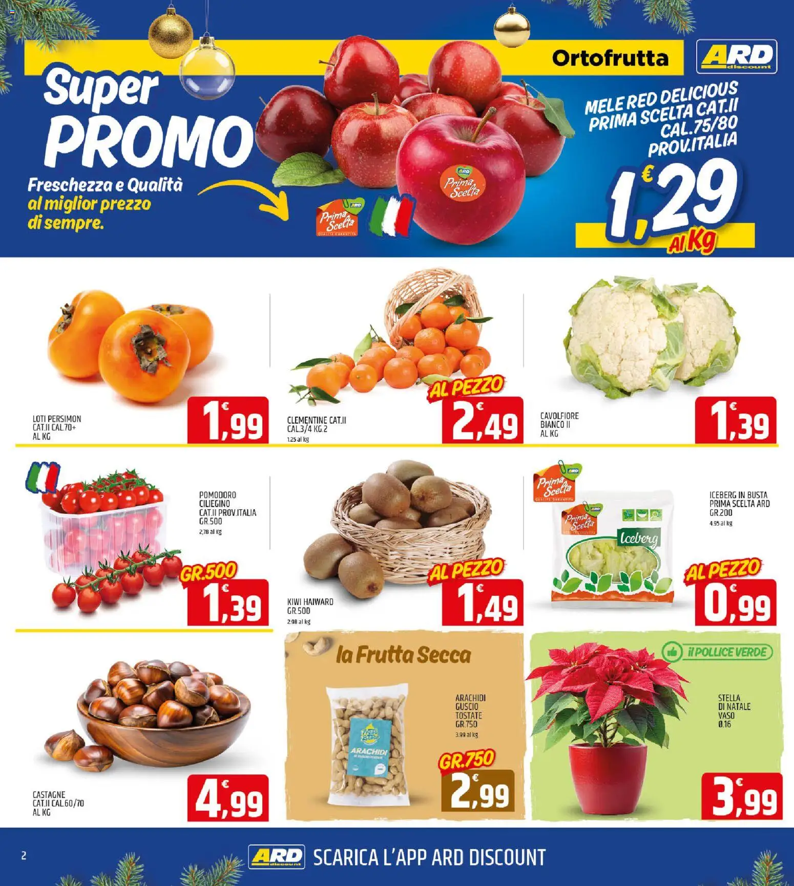Volantino ARD Discount del 01.12.2025 | Pagina: 2 | Prodotti: Mele, Kiwi, Pomodoro, Vaso
