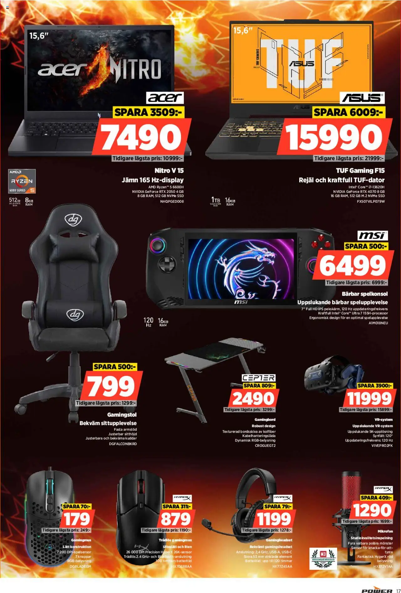 Power reklamblad aktuell från 16.06.2025 | Sida: 17 | Produkter: Gamingstol, Spelkonsol, Mikrofon, Gamingbord