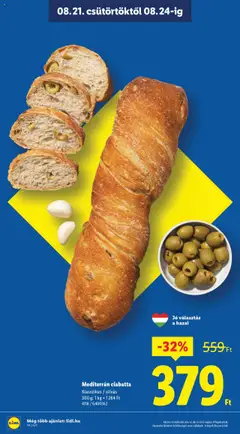Lidl akciós ujság - amely érvényes a következő dátumtól: 21.08.2025 | Oldal: 2 | Termékek: Ciabatta