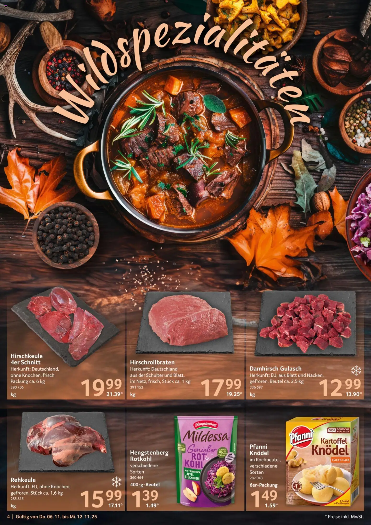 Selgros Prospekt 	 – gültig ab 06.11.2025 | Seite: 4 | Produkte: Rotkohl, Äpfel, Kartoffeln, Gulasch