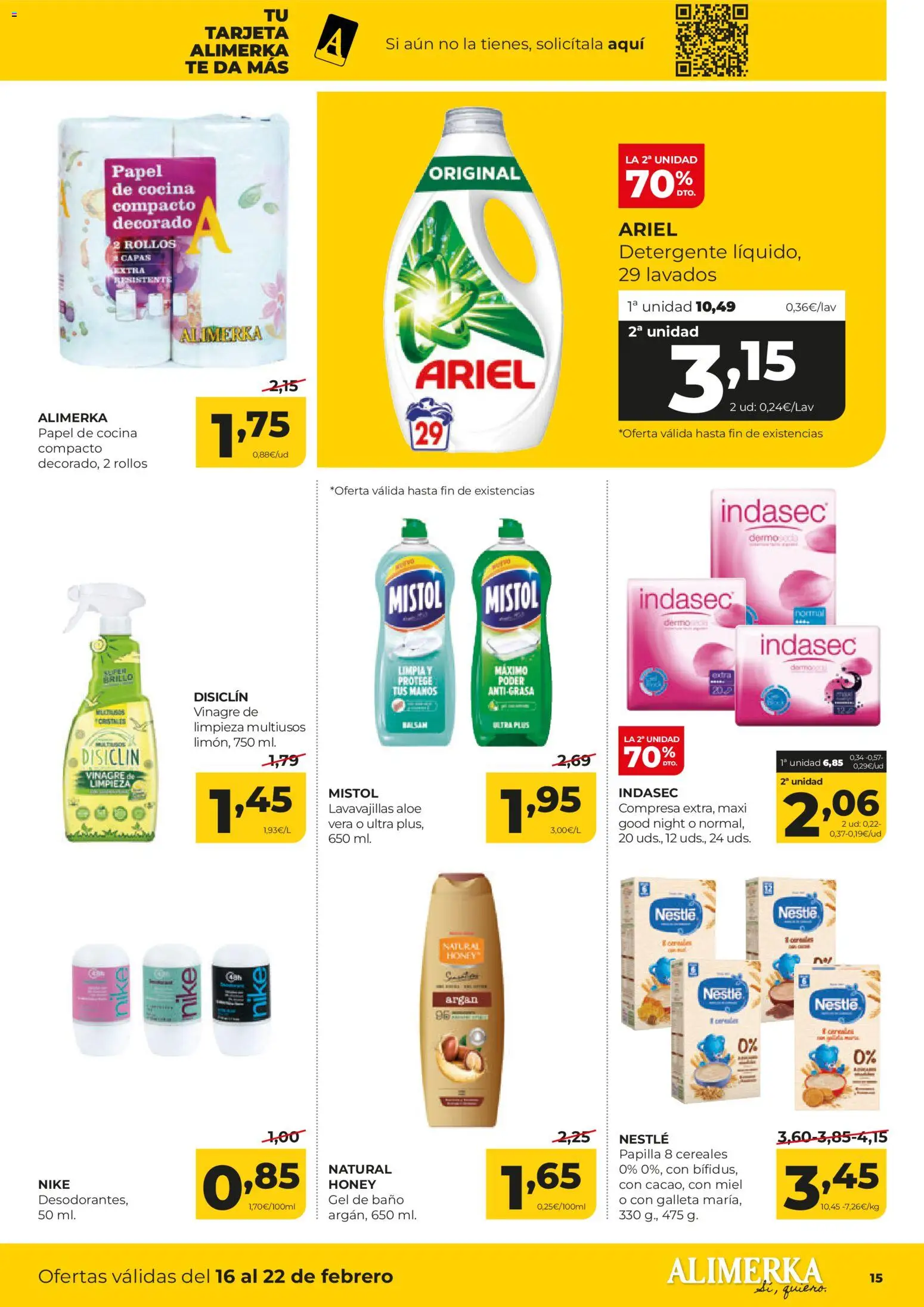 Alimerka folleto Castilla y León │ válido desde el 16.02.2026 | Página: 15 | Productos: Detergente, Cereales, Δεξαμενή, Baño