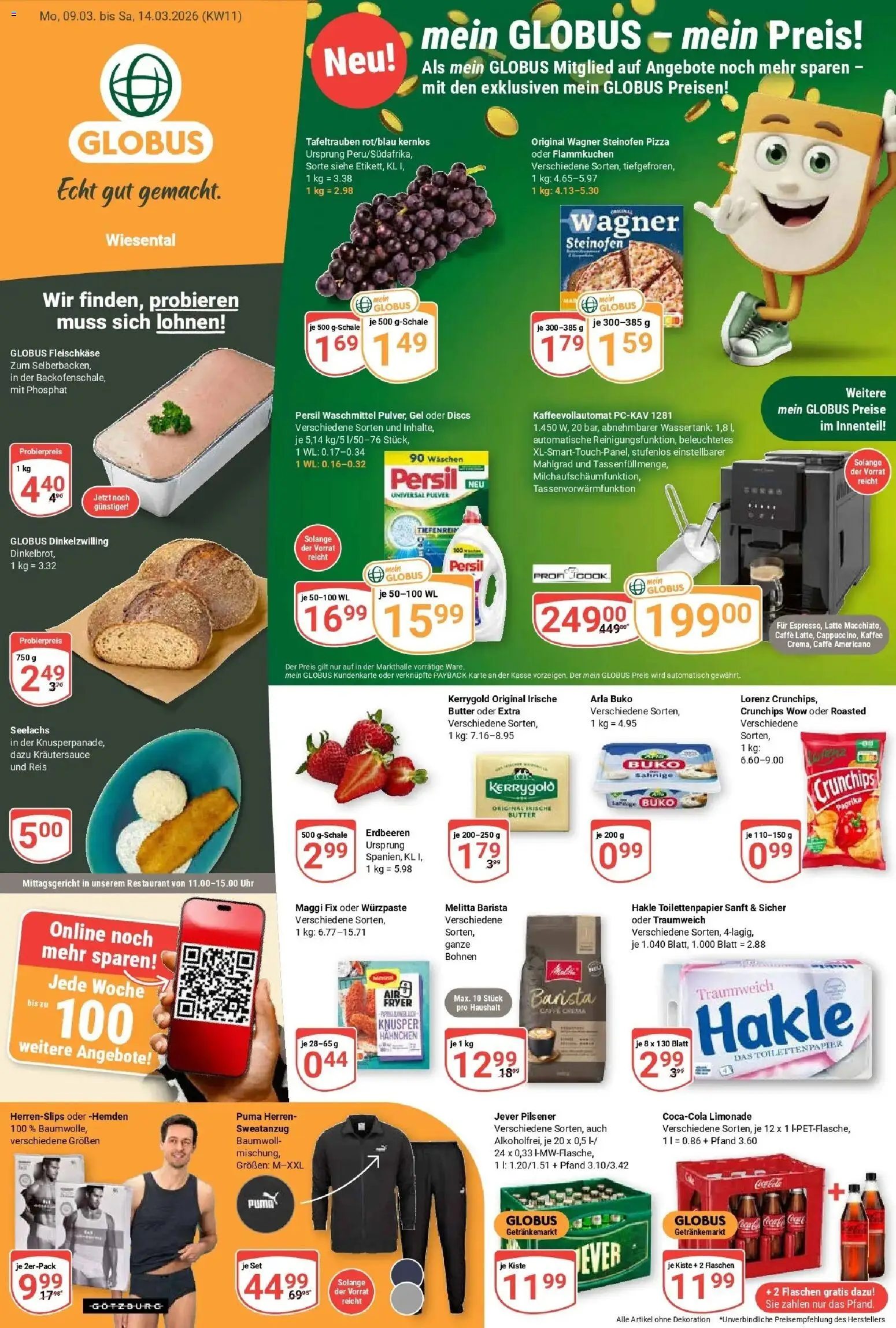 Globus prospekt Waghäusel	 – gültig ab 09.03.2026 | Seite: 1 | Produkte: Melitta, Butter, Kaffeevollautomat, Toilettenpapier