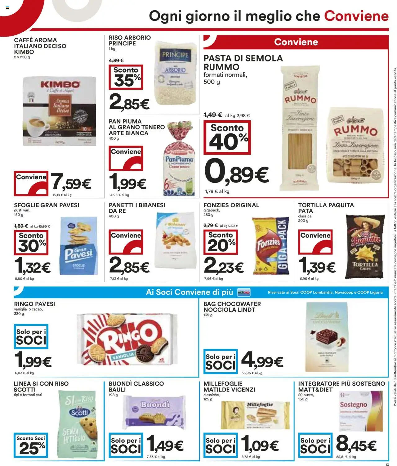 Volantino COOP del 18.09.2025 | Pagina: 13 | Prodotti: Caffè, Riso, Pasta