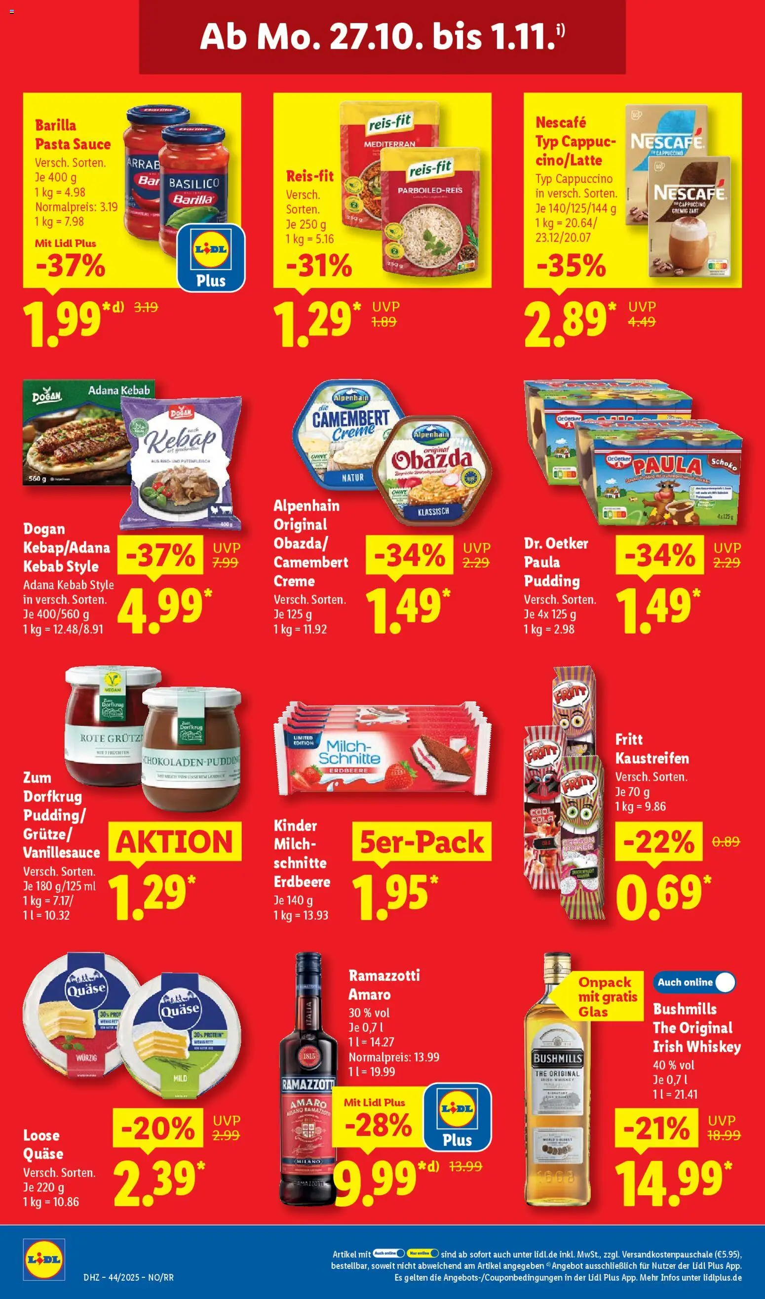 Lidl Prospekt Holzminden – gültig ab 27.10.2025 | Seite: 26 | Produkte: Milch, Barilla, Pudding, Creme