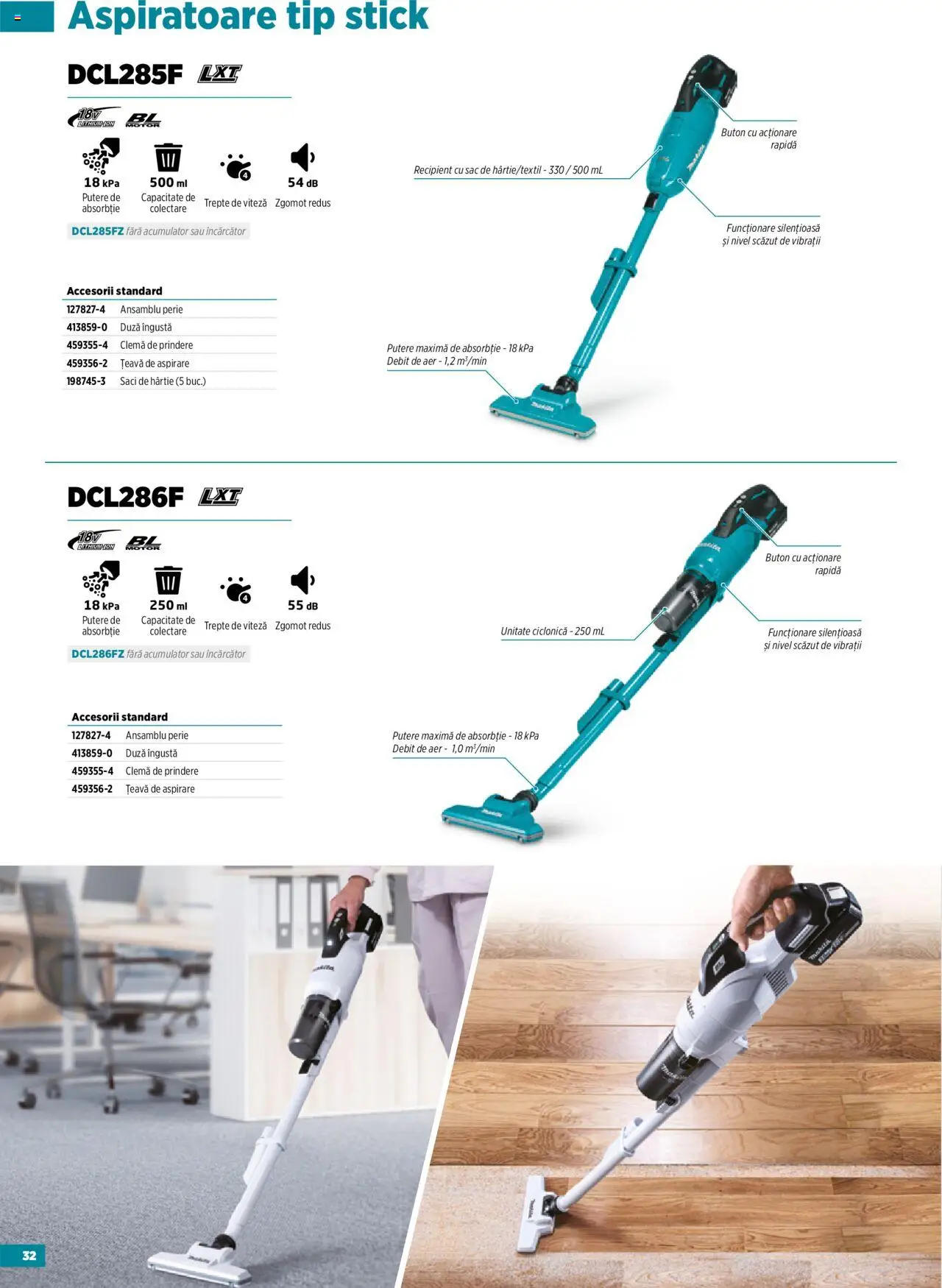Noul catalog Makita – valabil de la 23.09.2025 | Pagină: 32 | Produse: Încărcător, Perie, Țeavă