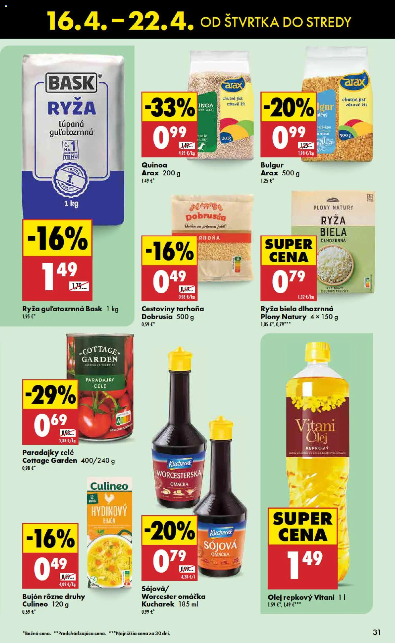 Nové Biedronka akcie – leták je platný od 16.04.2026 | Strana: 31 | Produkty: Olej, Paradajky, Ryža, Omáčka